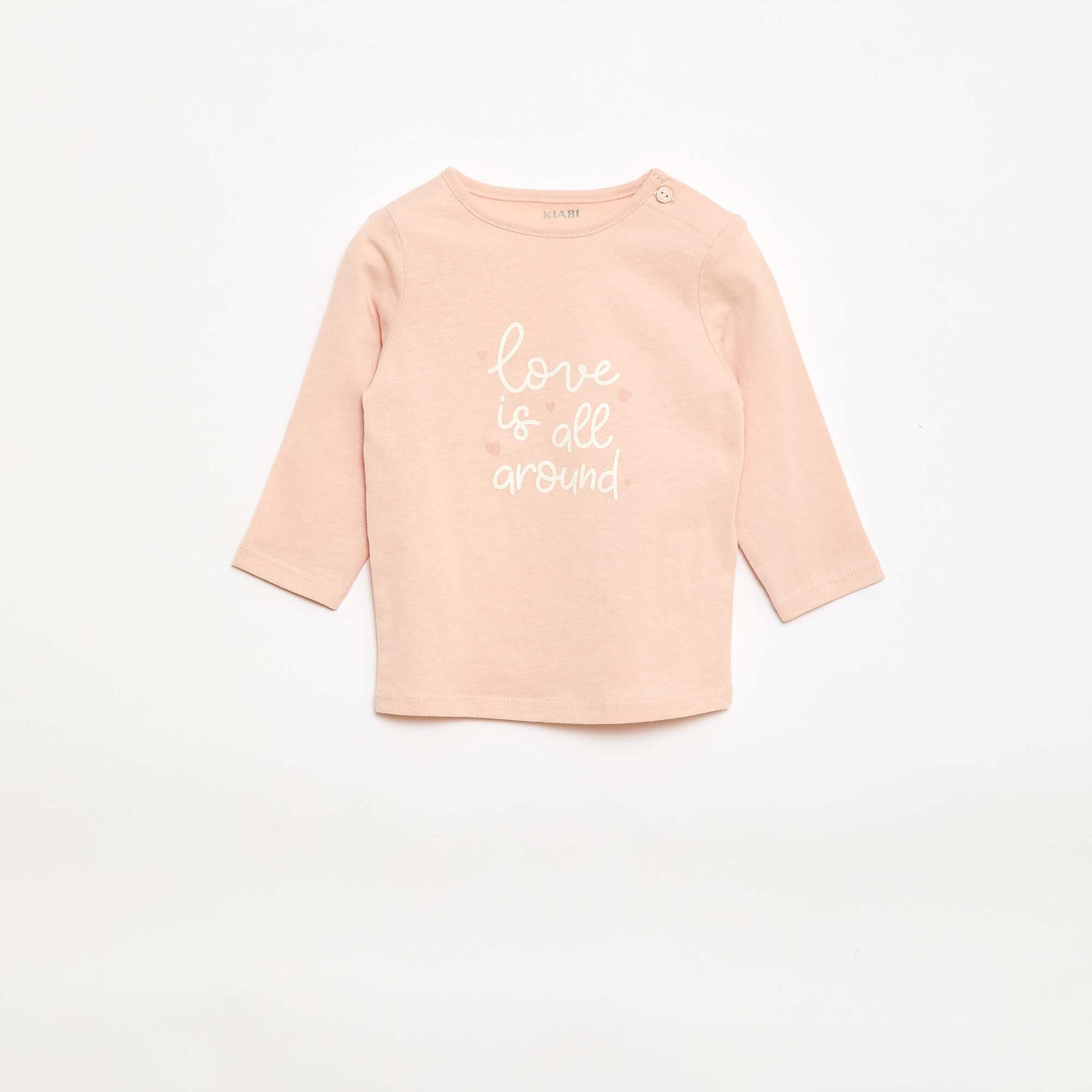 T-shirt manches longue impirmé ROSE
