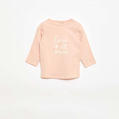 T-shirt manches longue impirmé ROSE