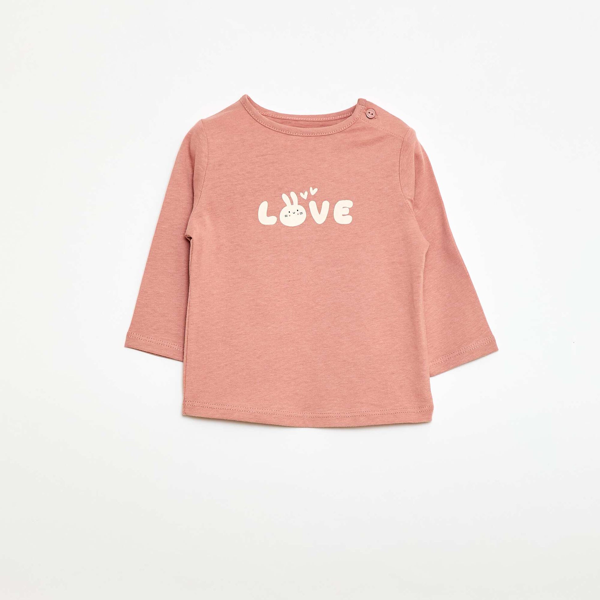 T-shirt manches longue impirmé ROSE