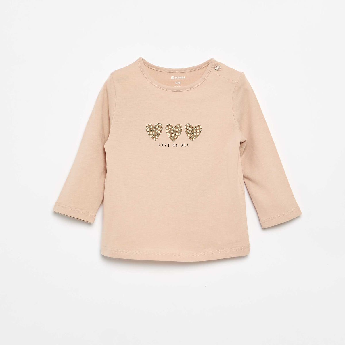 T-shirt à manches longues imprimé BEIGE