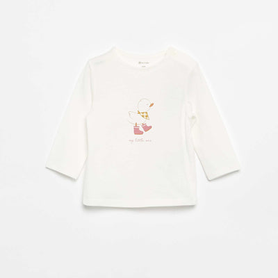 T-shirt à manches longues imprimé BLANC