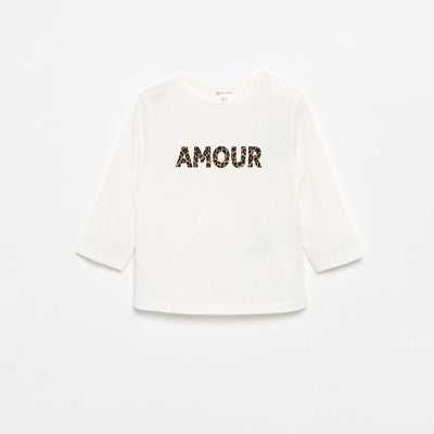 T-shirt à manches longues imprimé BLANC