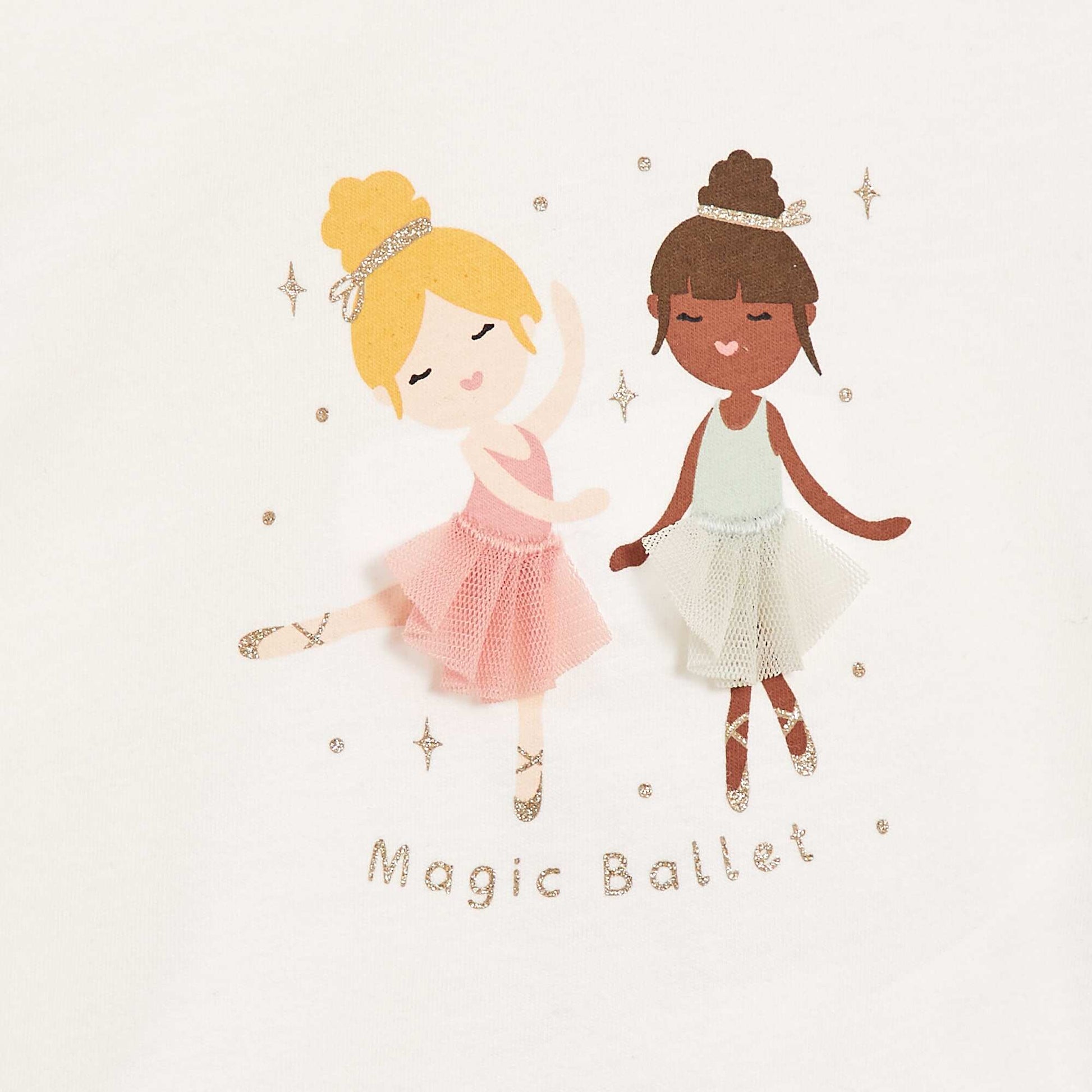 T-shirt manches longues avec animation devant BLANC