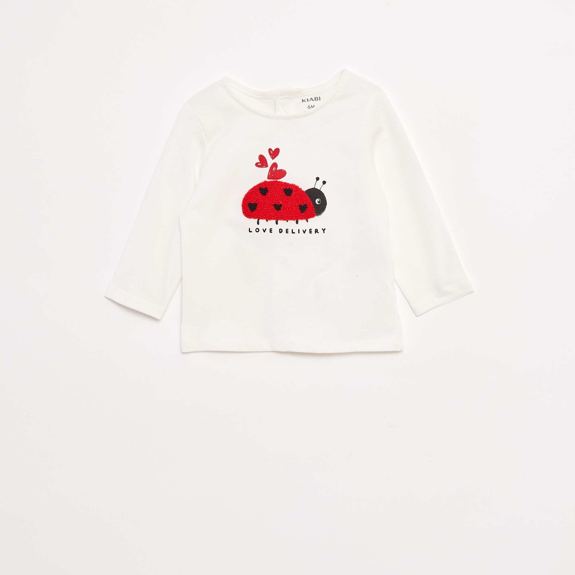 T-shirt manches longues avec animation devant BLANC