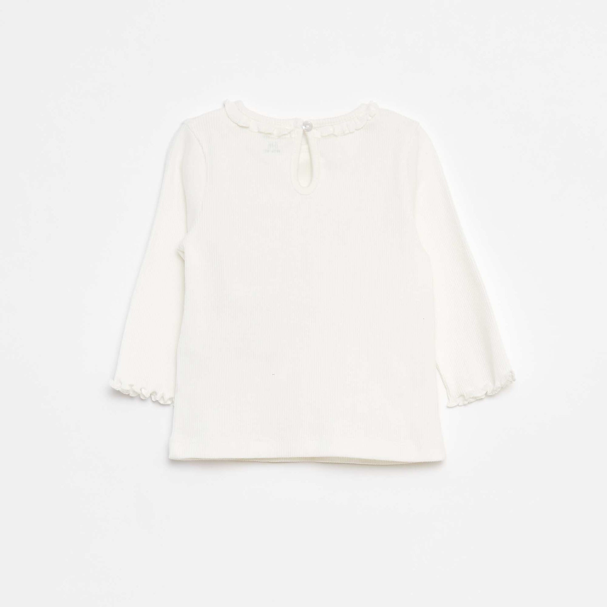 T-shirt côtelé à manches longues BLANC