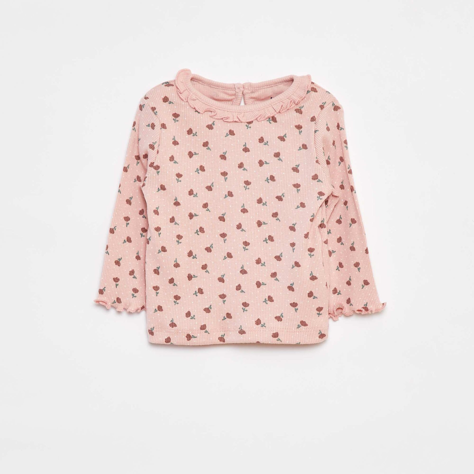 T-shirt côtelé à manches longues ROSE