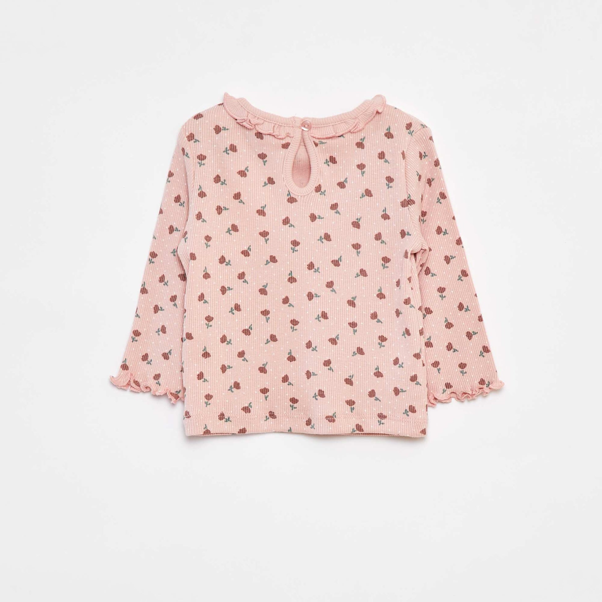 T-shirt côtelé à manches longues ROSE