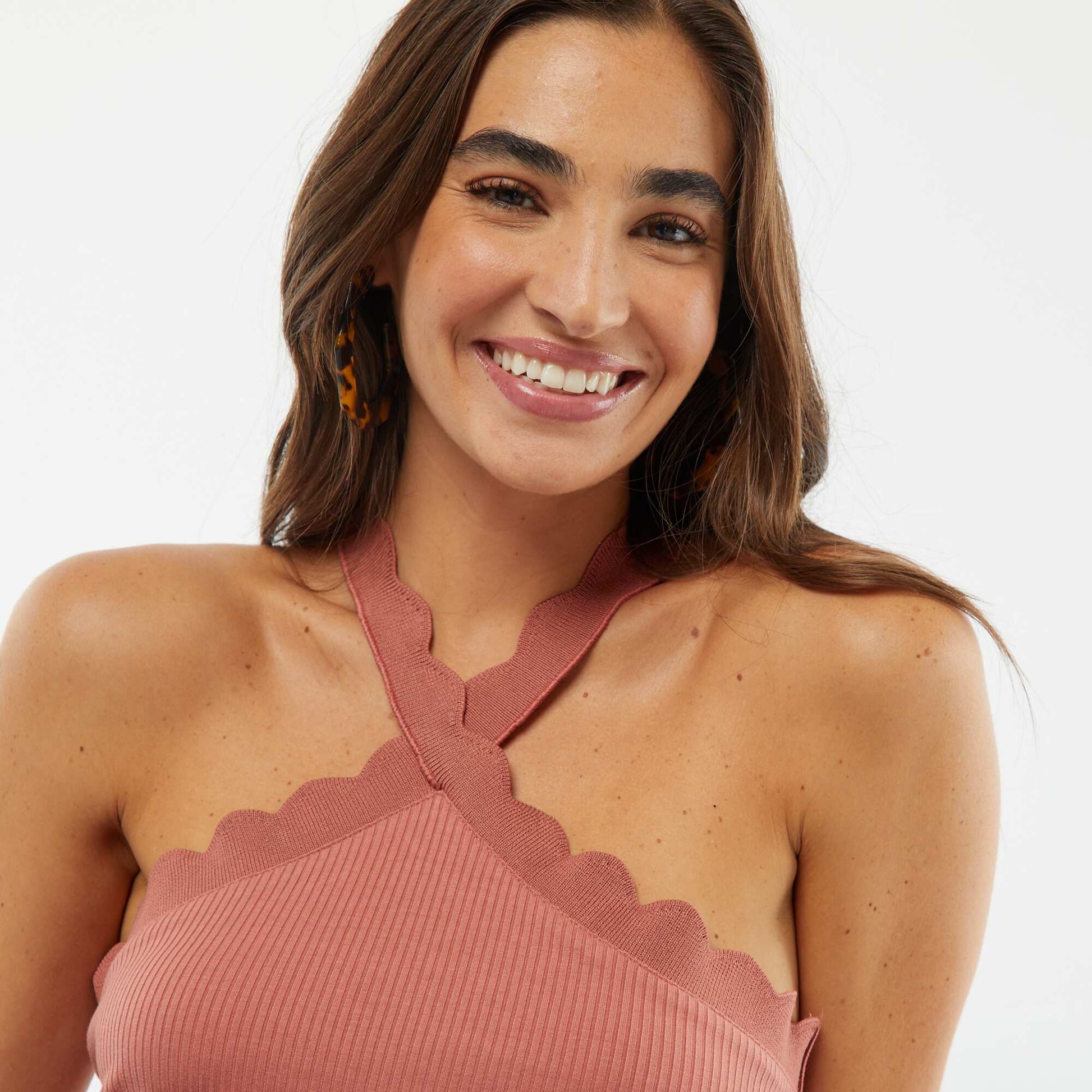 Débardeur avec col fantaisiste croisé ROSE