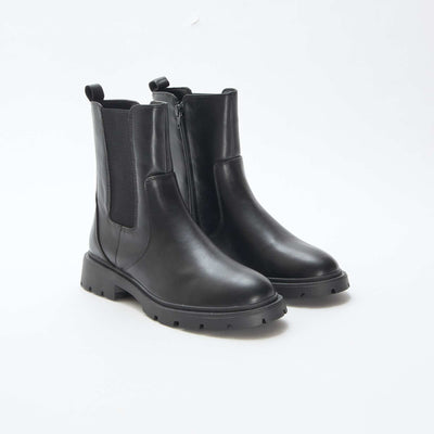 Boots modèle ajusté en simili avec soufflets élastiques NOIR