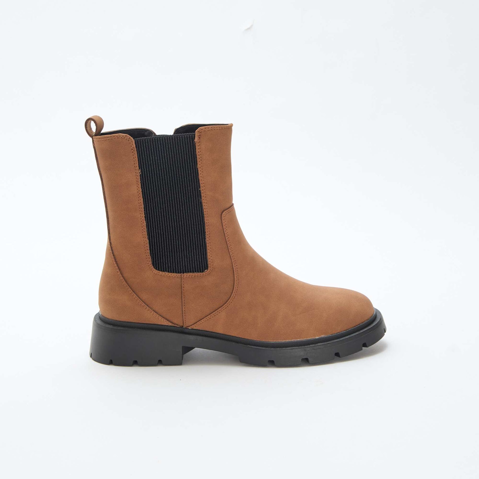 Boots modèle ajusté en simili avec soufflets élastiques MARRON