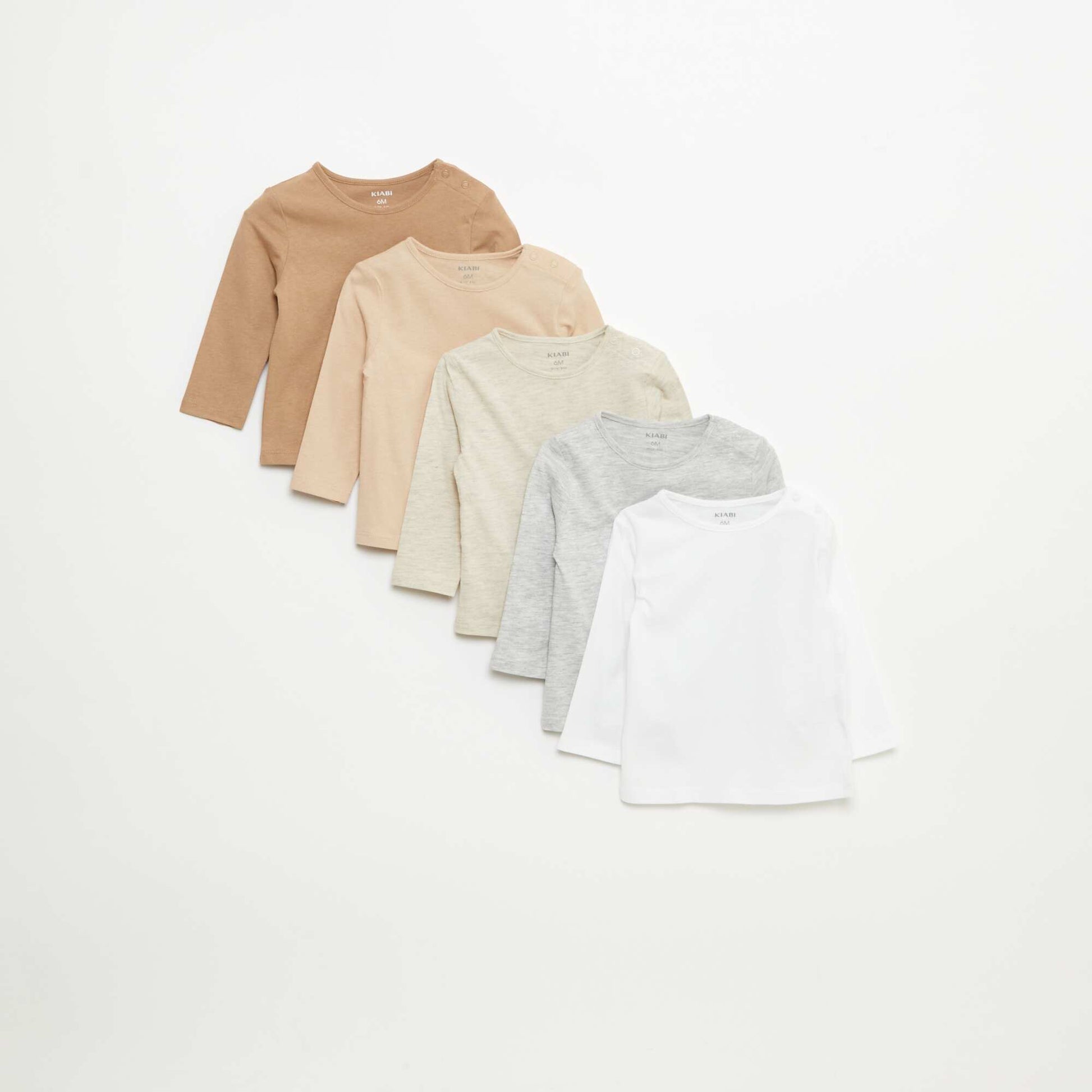 Lot de 5 t-shirts unis à manches longues BLANC