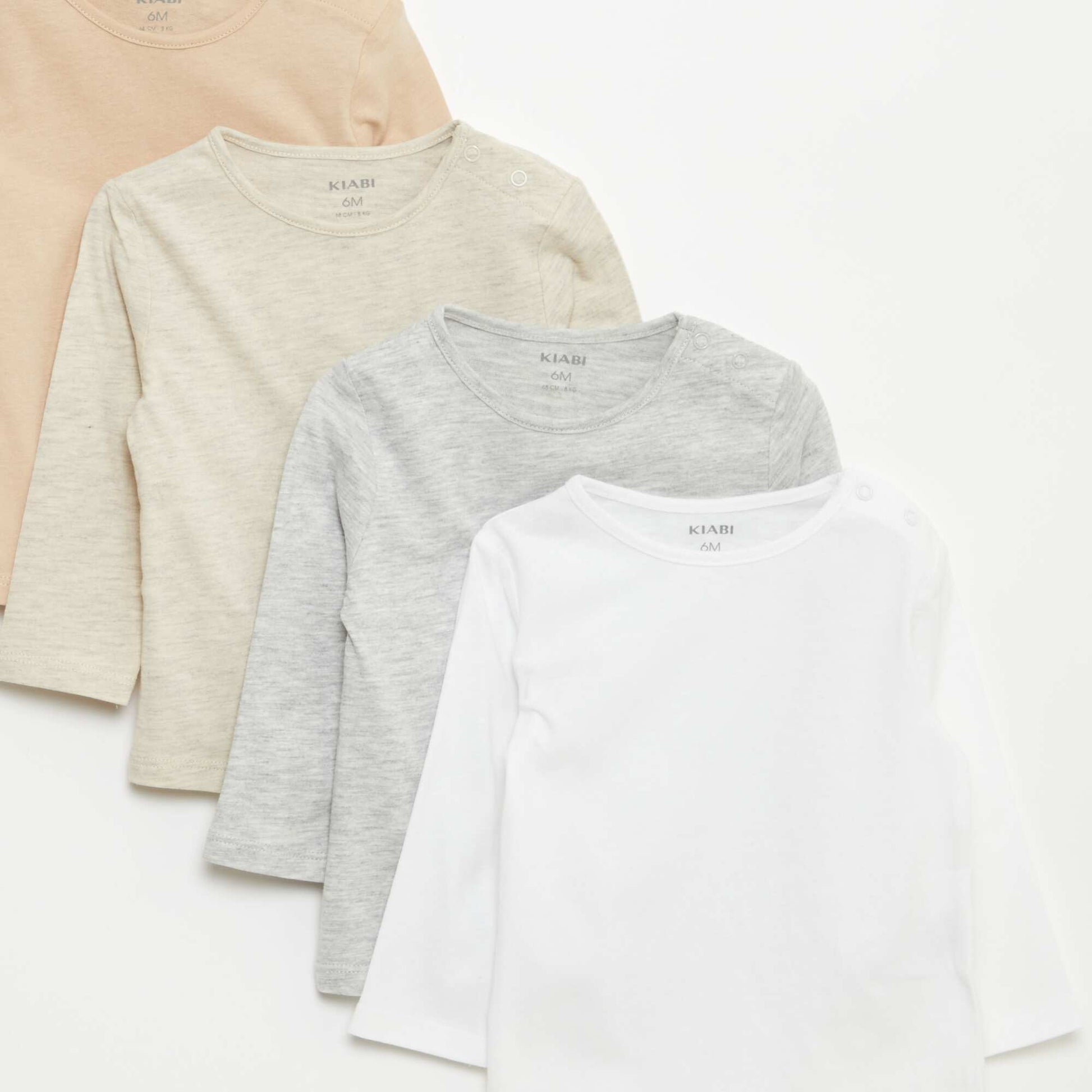 Lot de 5 t-shirts unis à manches longues BLANC