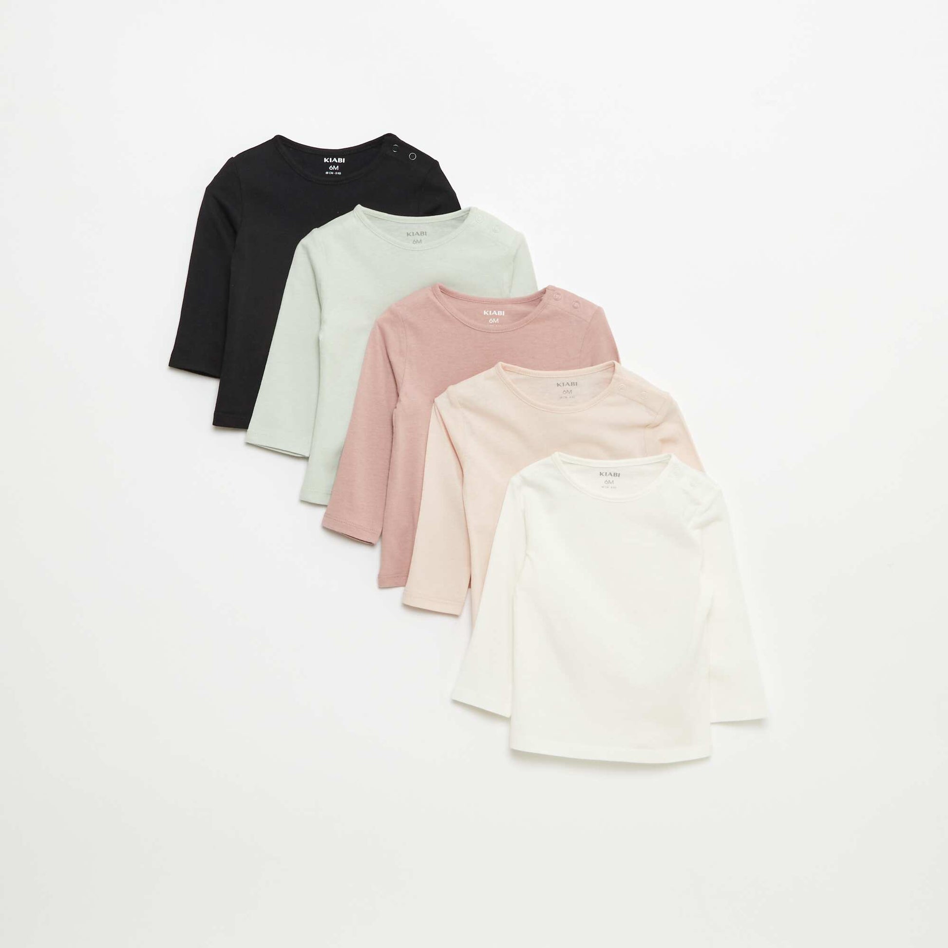Lot de 5 t-shirts unis à manches longues BLANC