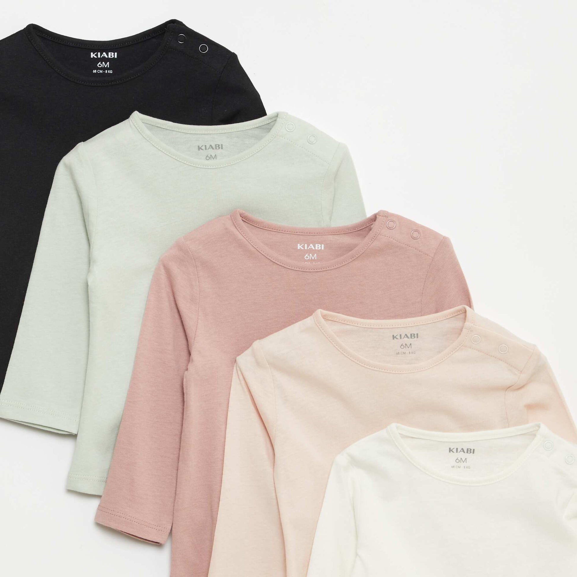 Lot de 5 t-shirts unis à manches longues BLANC