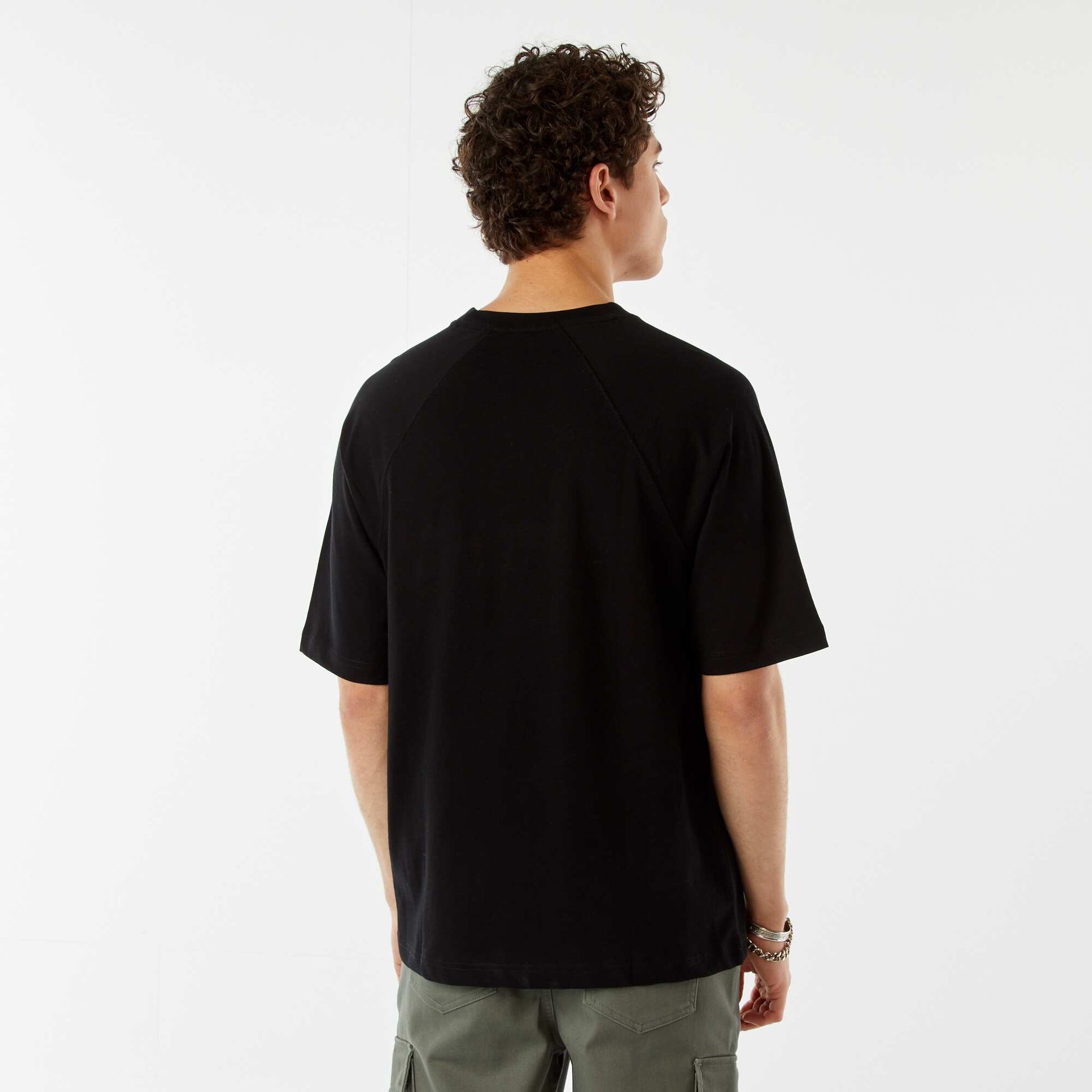 T-shirt manches courtes raglan imprimé NOIR