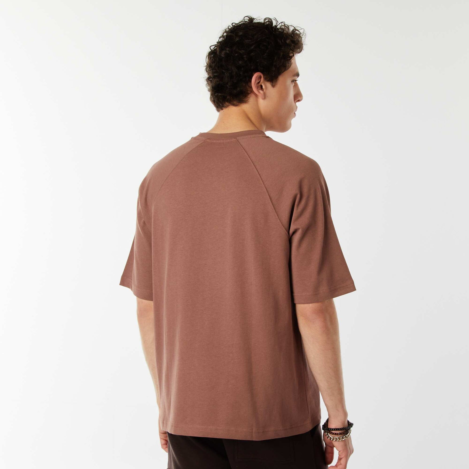 T-shirt manches courtes raglan imprimé MARRON