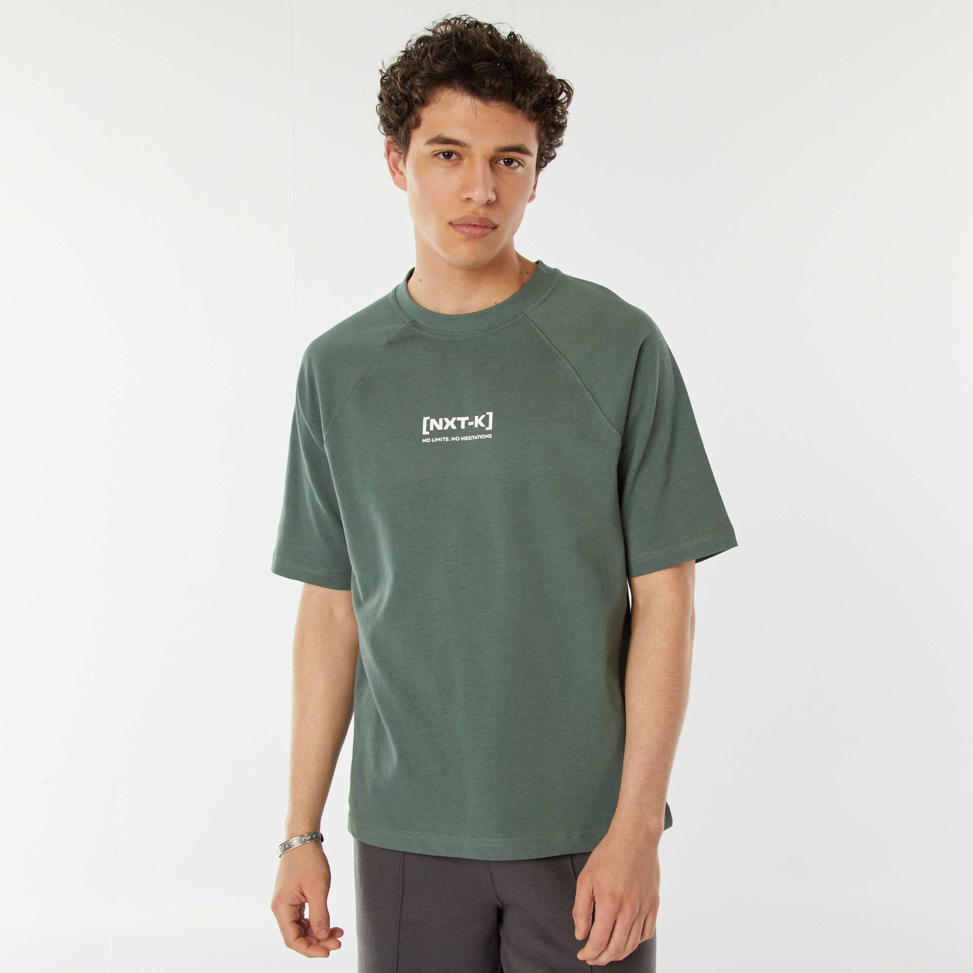 T-shirt manches courtes raglan imprimé VERT