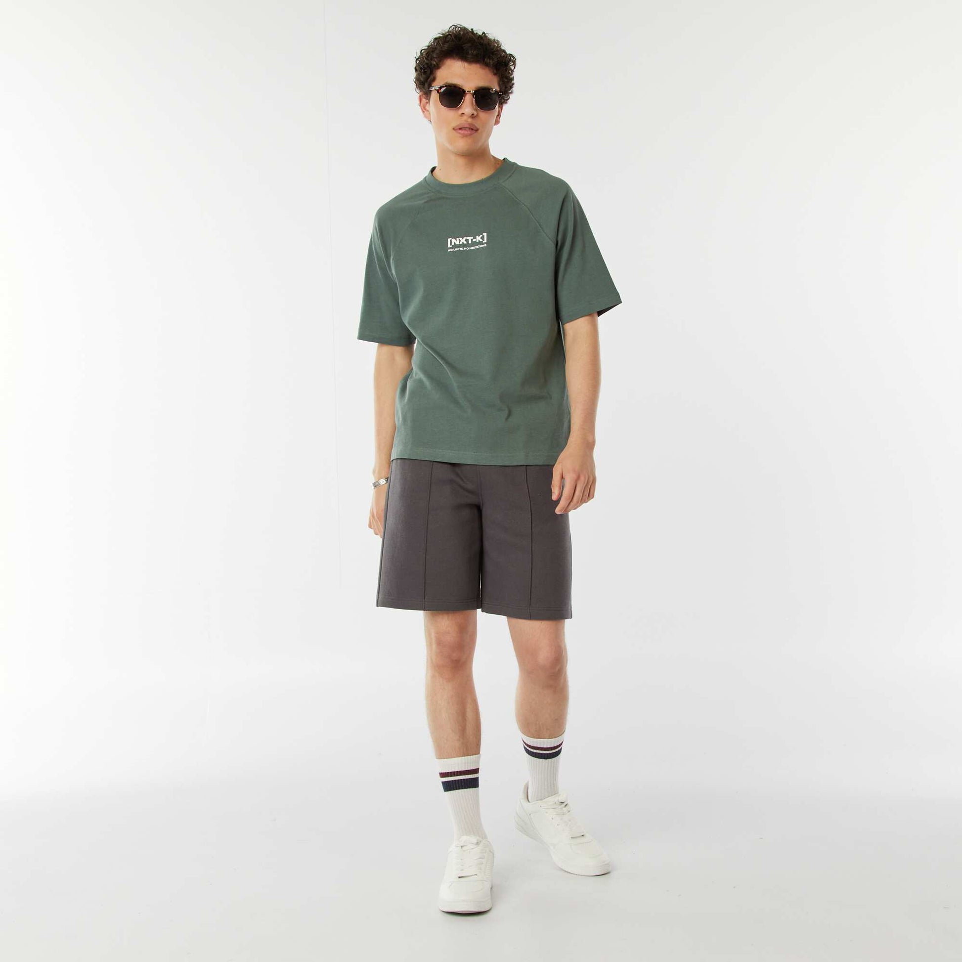 T-shirt manches courtes raglan imprimé VERT
