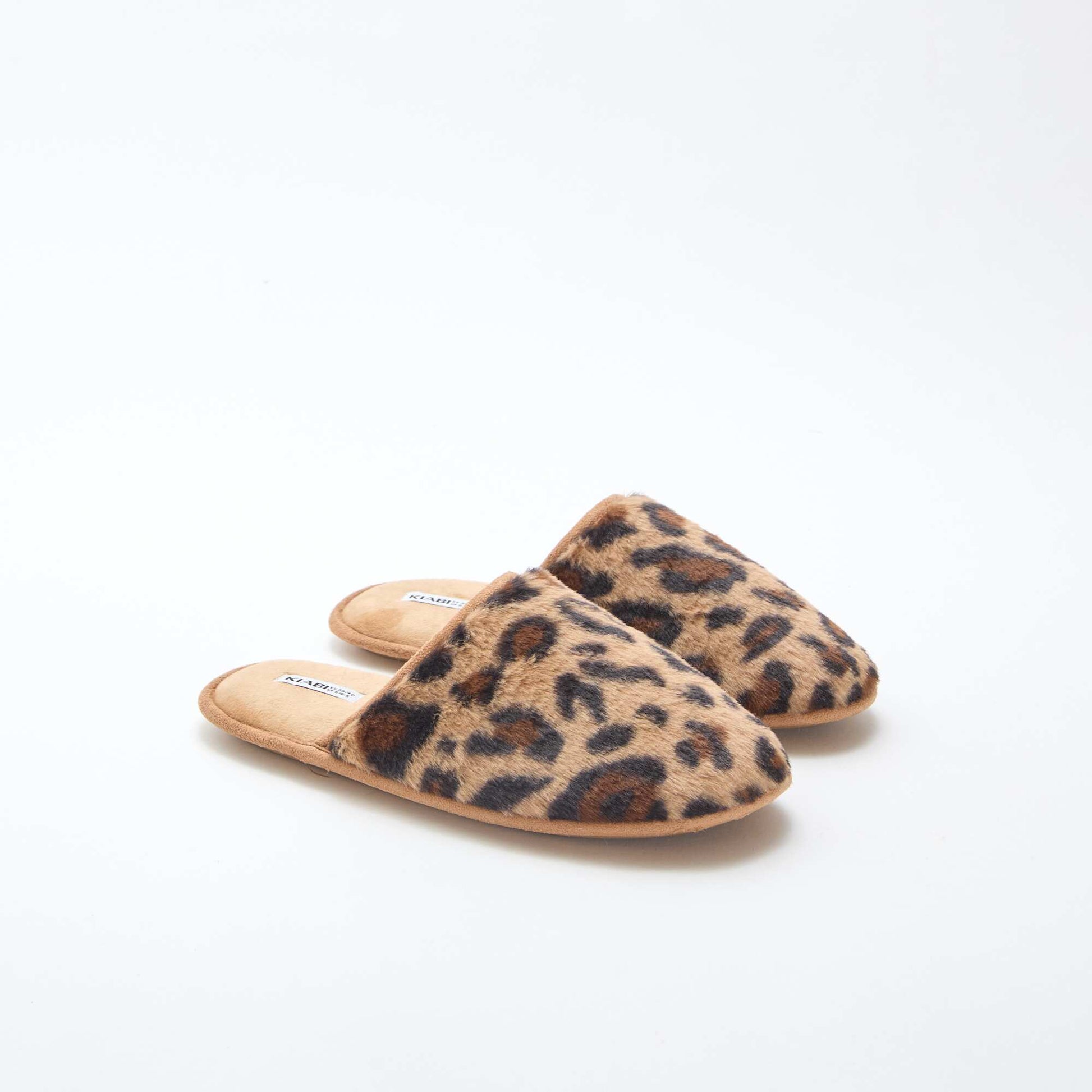 Chaussons basiques en fausse fourrure MARRON