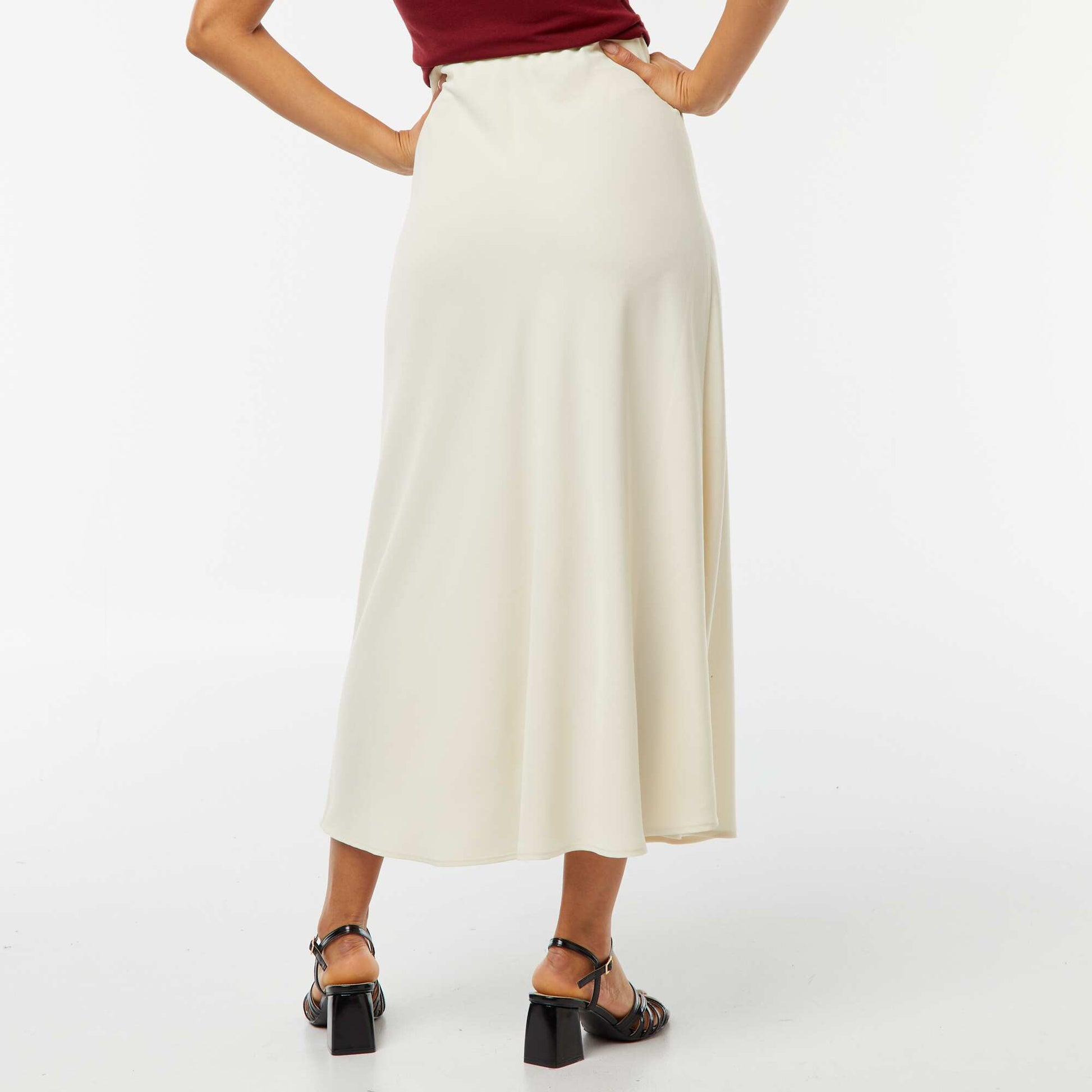 Jupe midi en satin BLANC