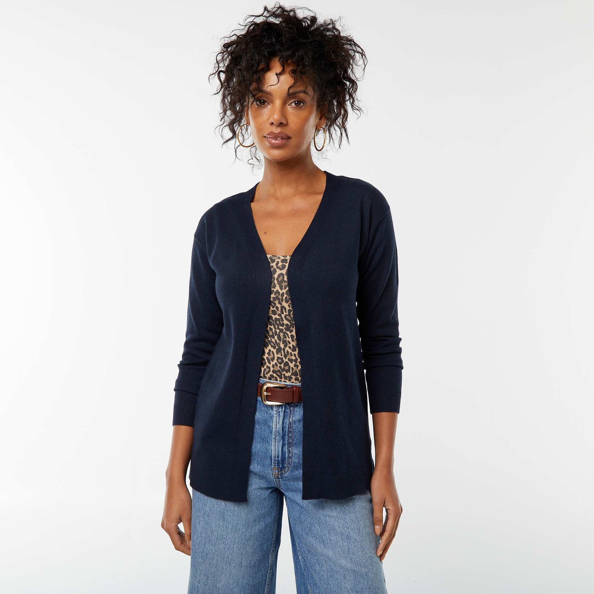 Gilet long en maille fine BLEU