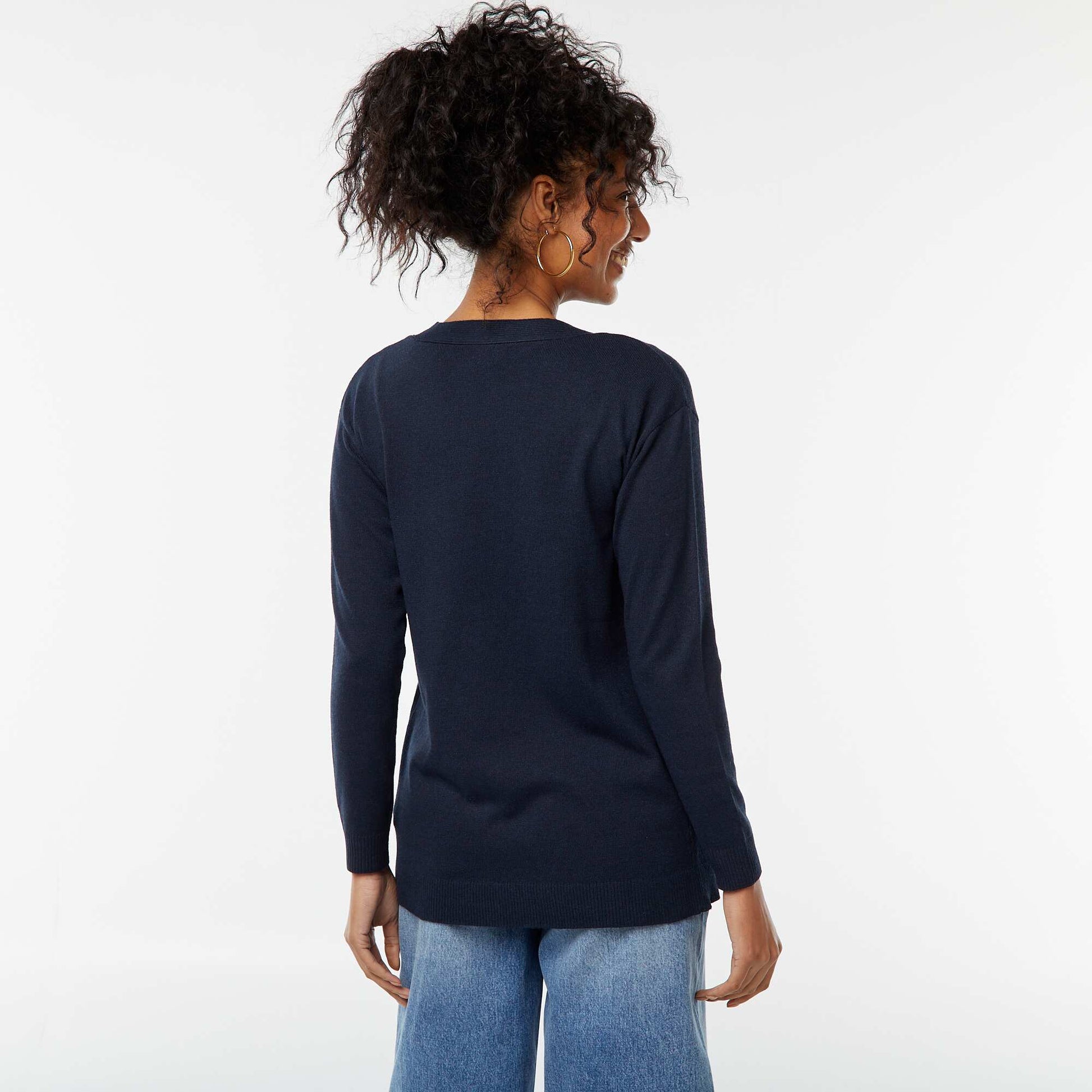 Gilet long en maille fine BLEU
