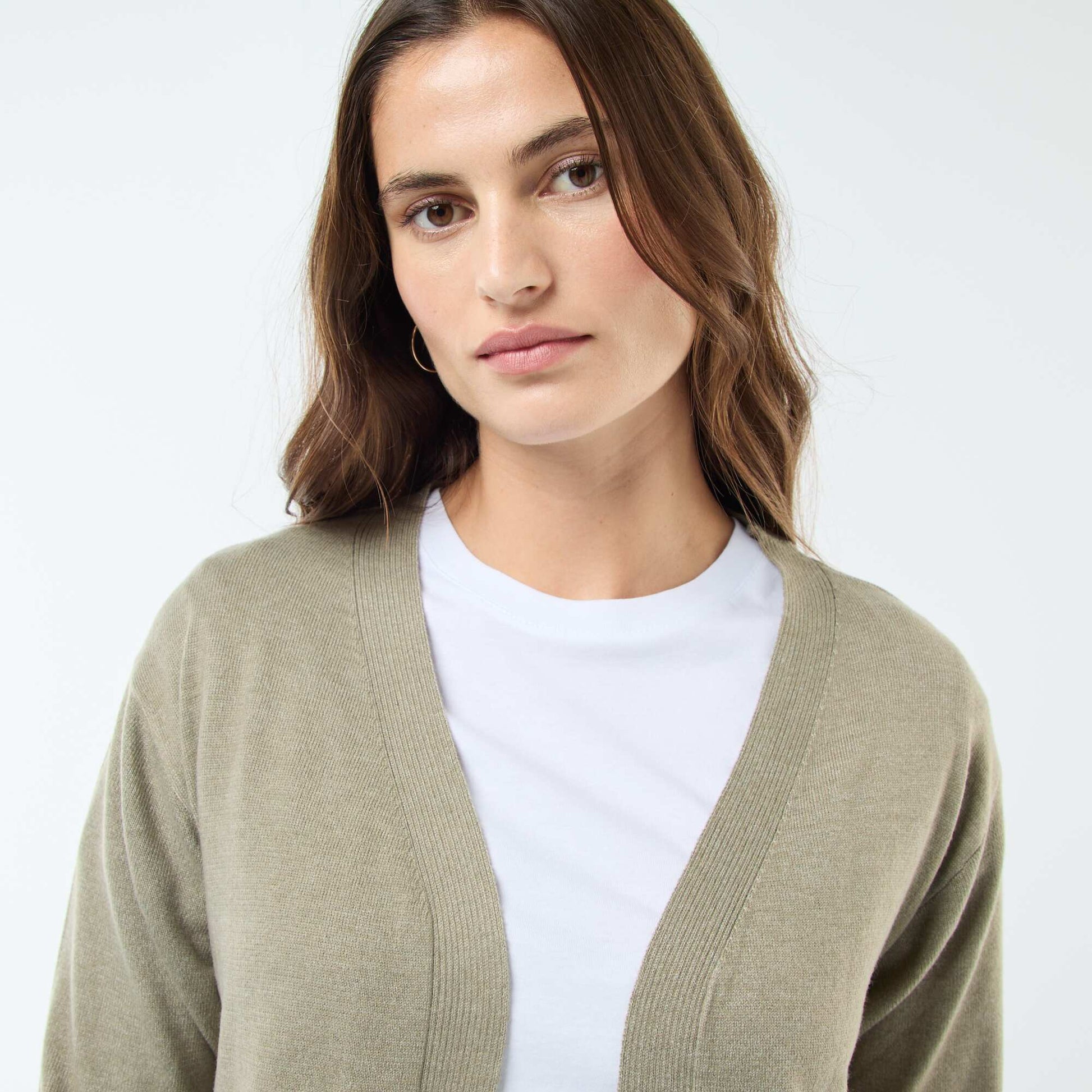 Gilet long en maille fine VERT