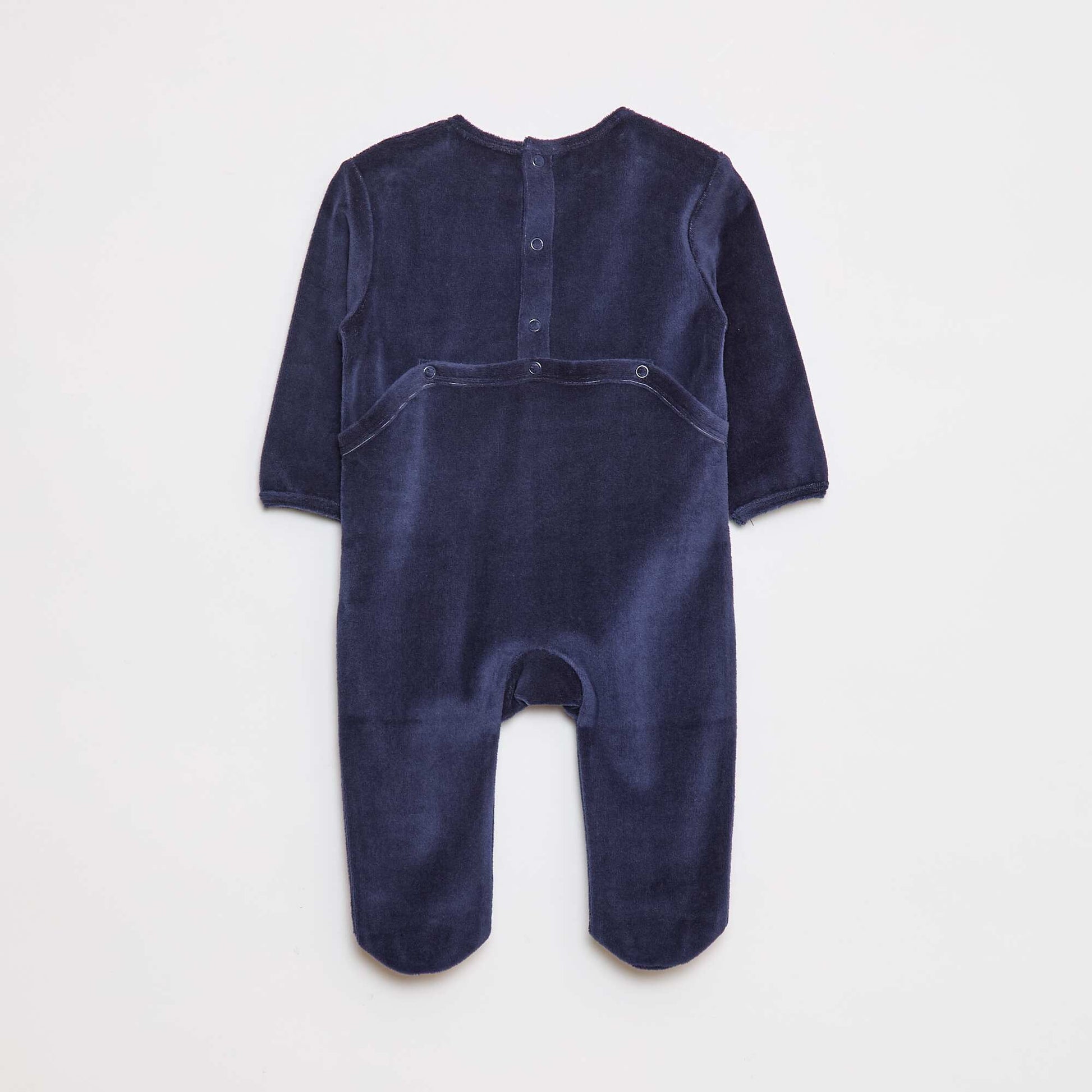 Pyjama en polaire avec pieds et animation devant BLEU