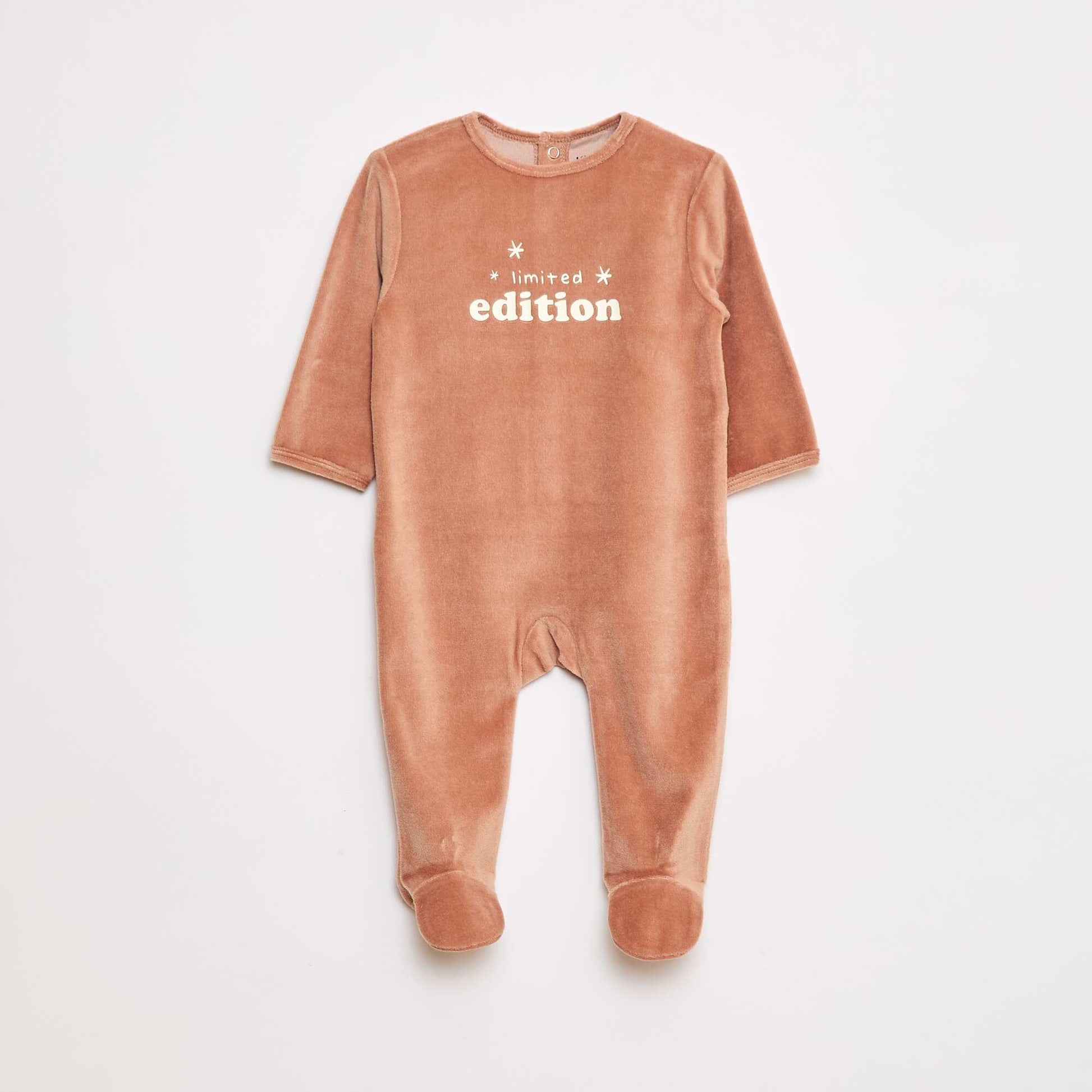 Pyjama en polaire avec pieds et animation devant MARRON