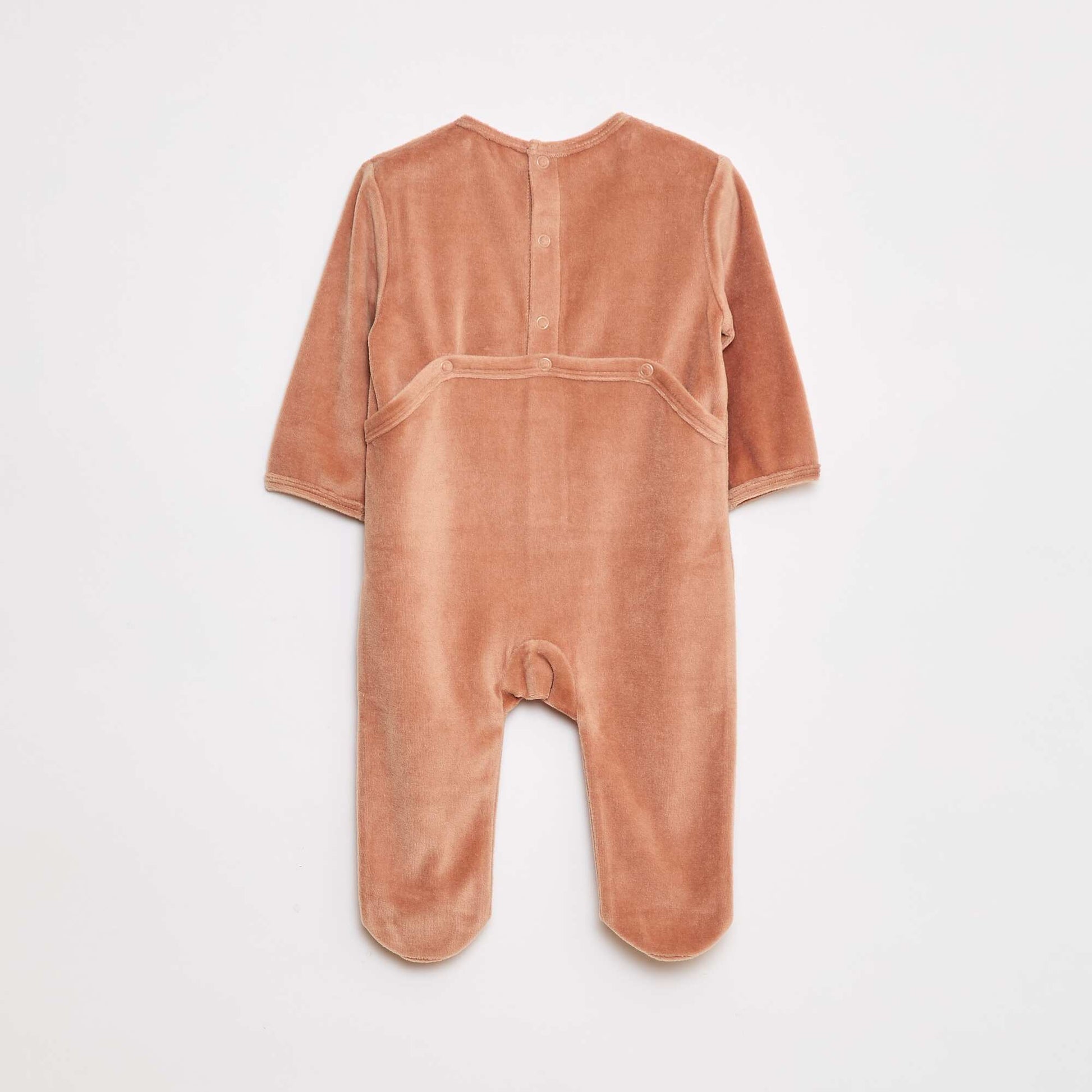 Pyjama en polaire avec pieds et animation devant MARRON