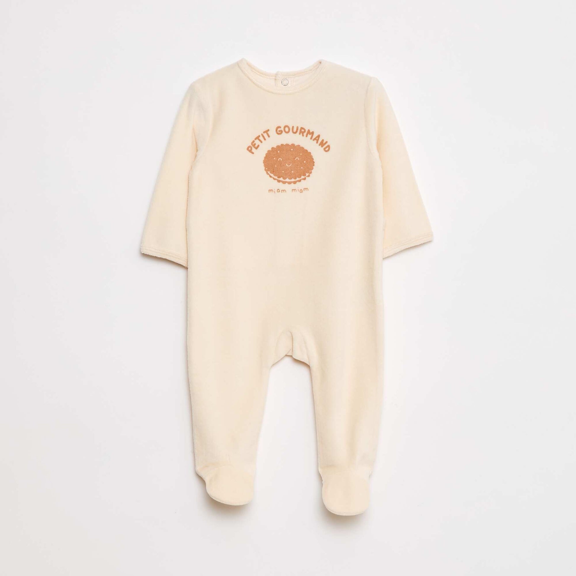 Pyjama en polaire avec pieds et animation devant BEIGE