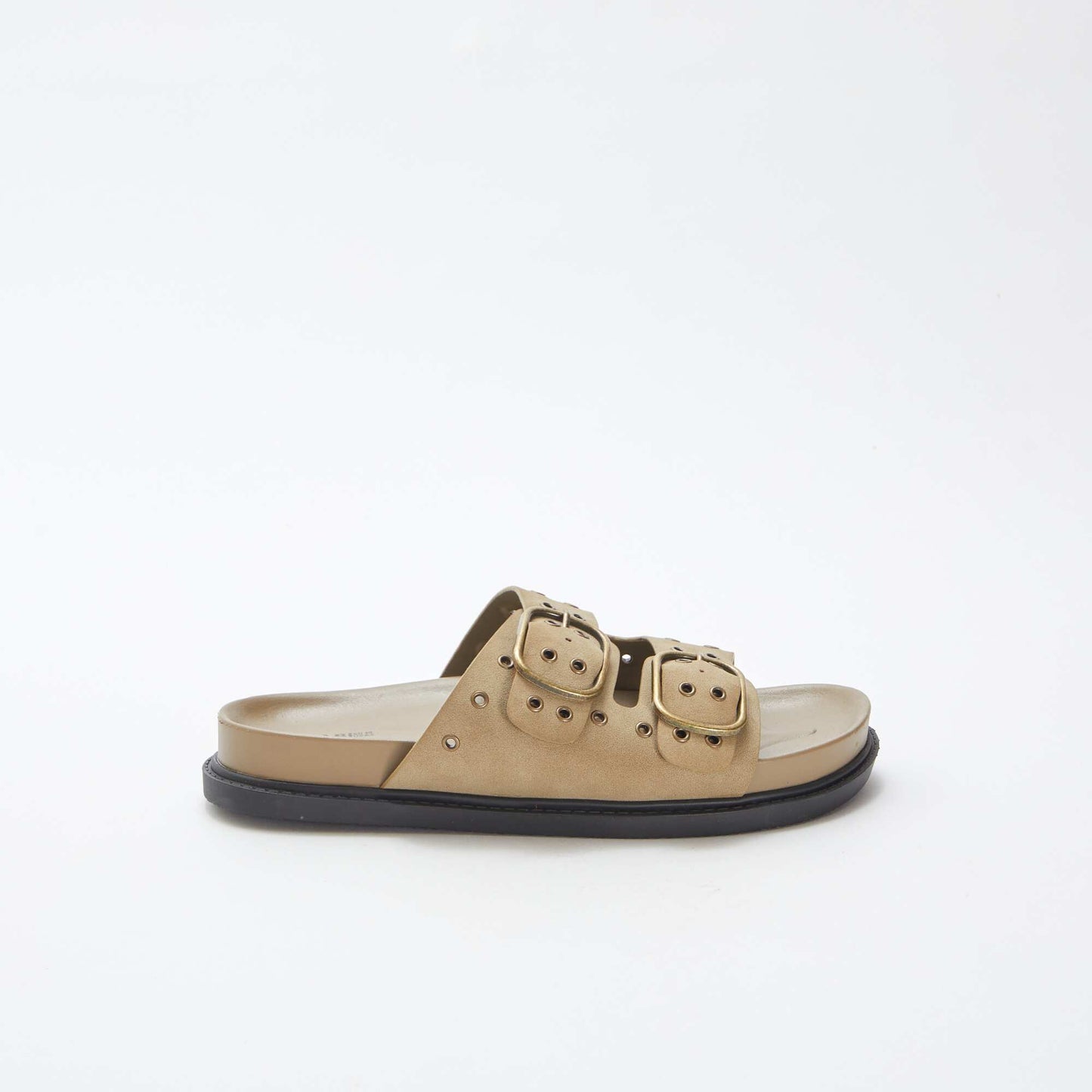 Sandales type suédine avec brides à œillets MARRON
