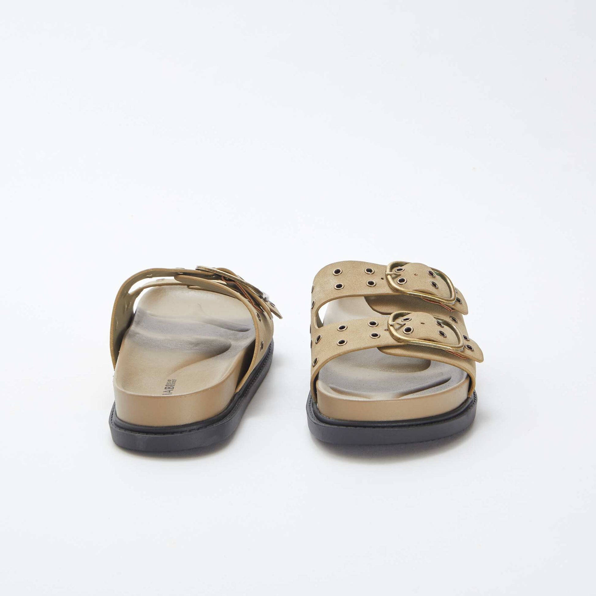 Sandales type suédine avec brides à œillets MARRON