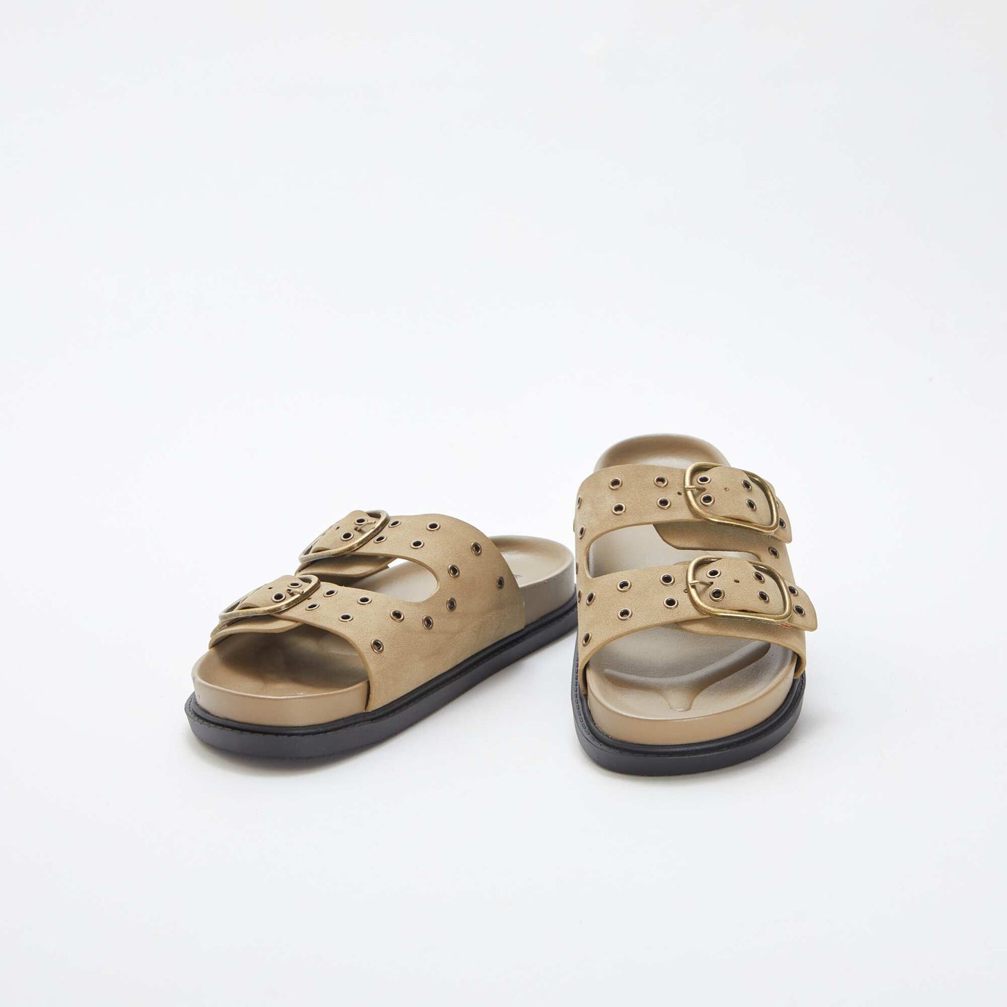 Sandales type suédine avec brides à œillets MARRON