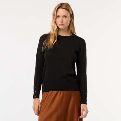 Pull en maille léger col rond NOIR