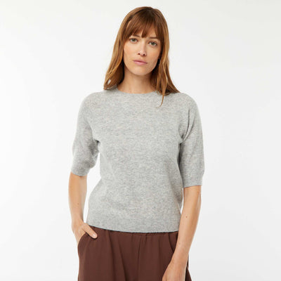 Pull à manches mi-longues en maille tricot GRIS
