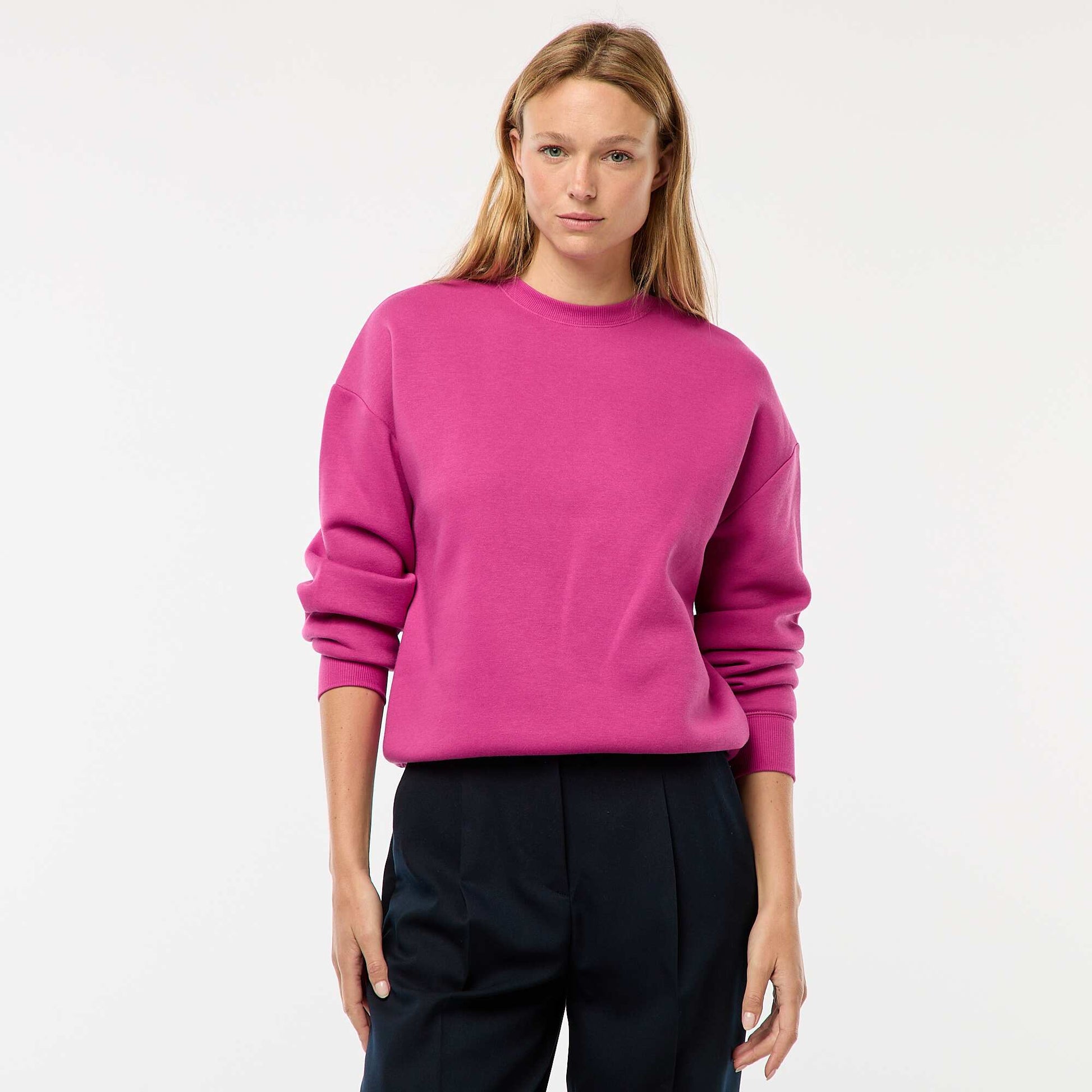 Sweat uni en molleton chaud VIOLET