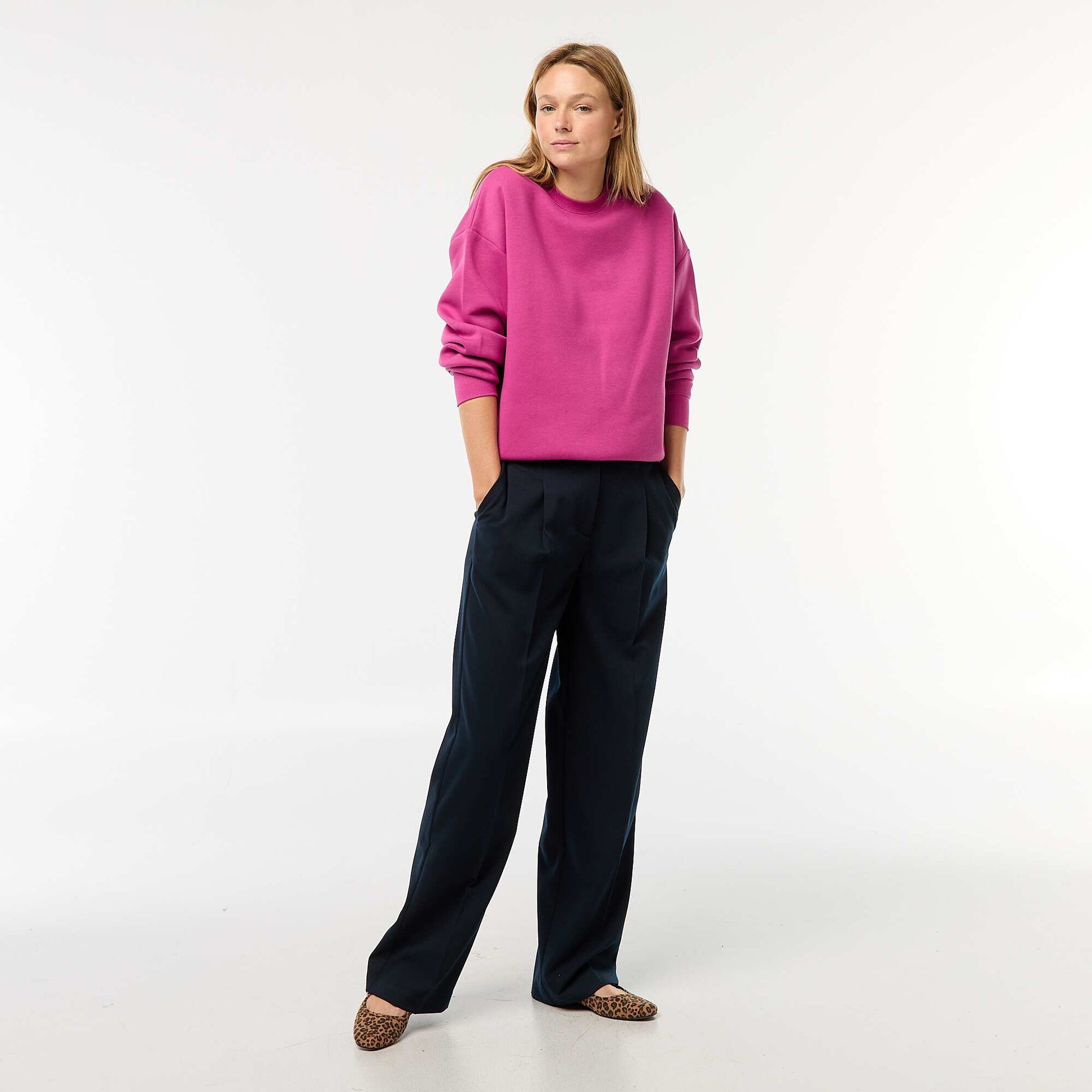 Sweat uni en molleton chaud VIOLET