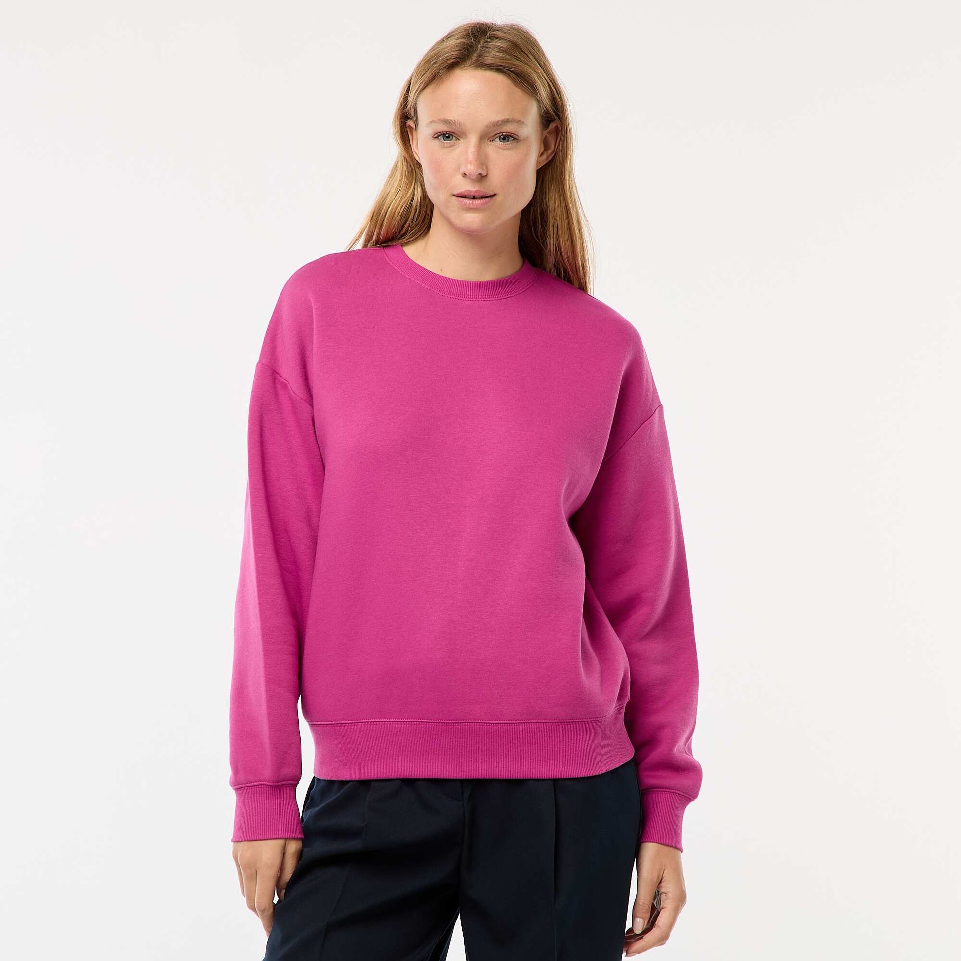 Sweat uni en molleton chaud VIOLET