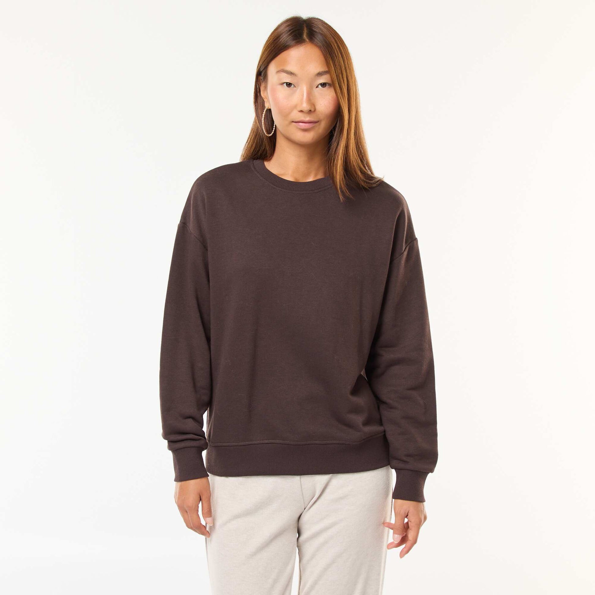 Sweat basique en french terry MARRON