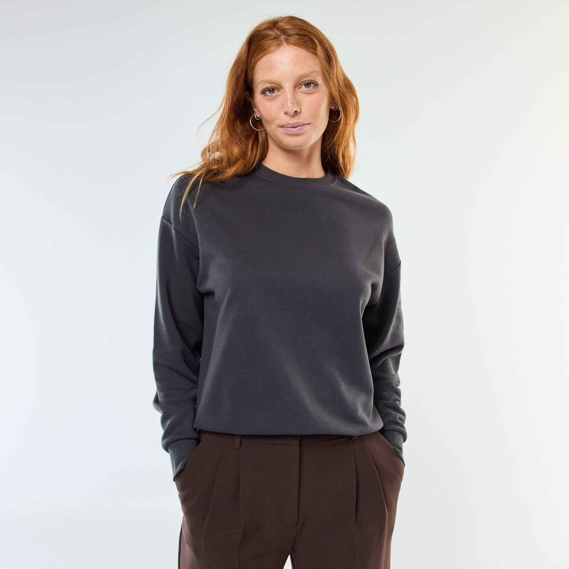 Sweat basique en french terry GRIS