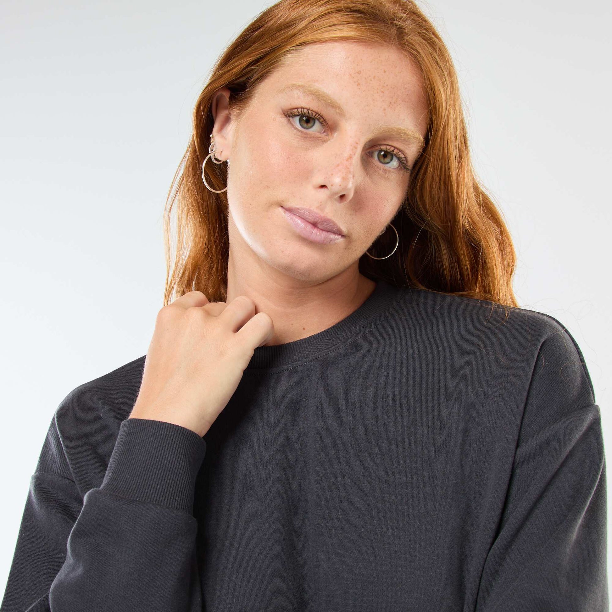 Sweat basique en french terry GRIS