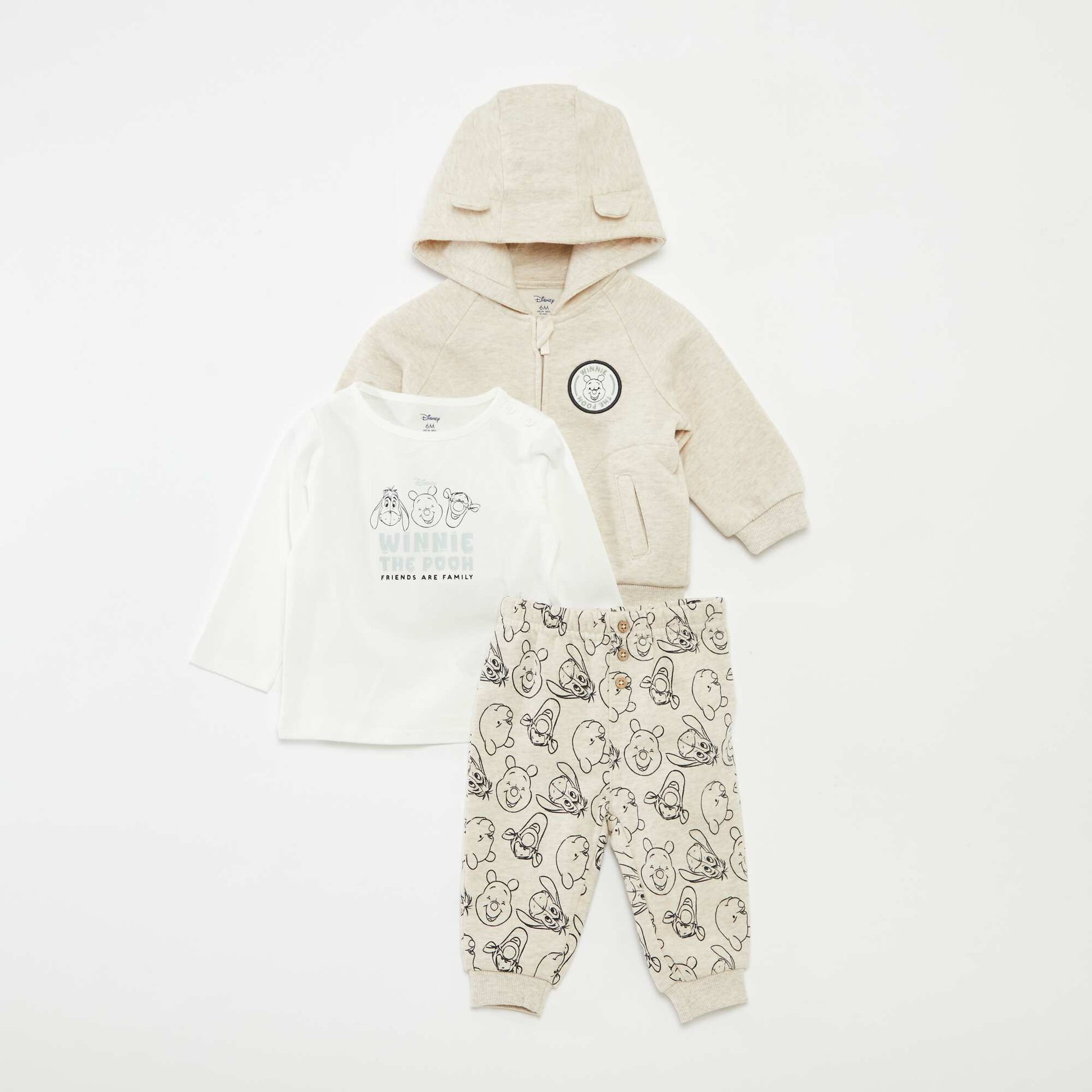 Ensemble pantalon + t-shirt + sweat à capuche 'Winnie' - 3 pièces BEIGE