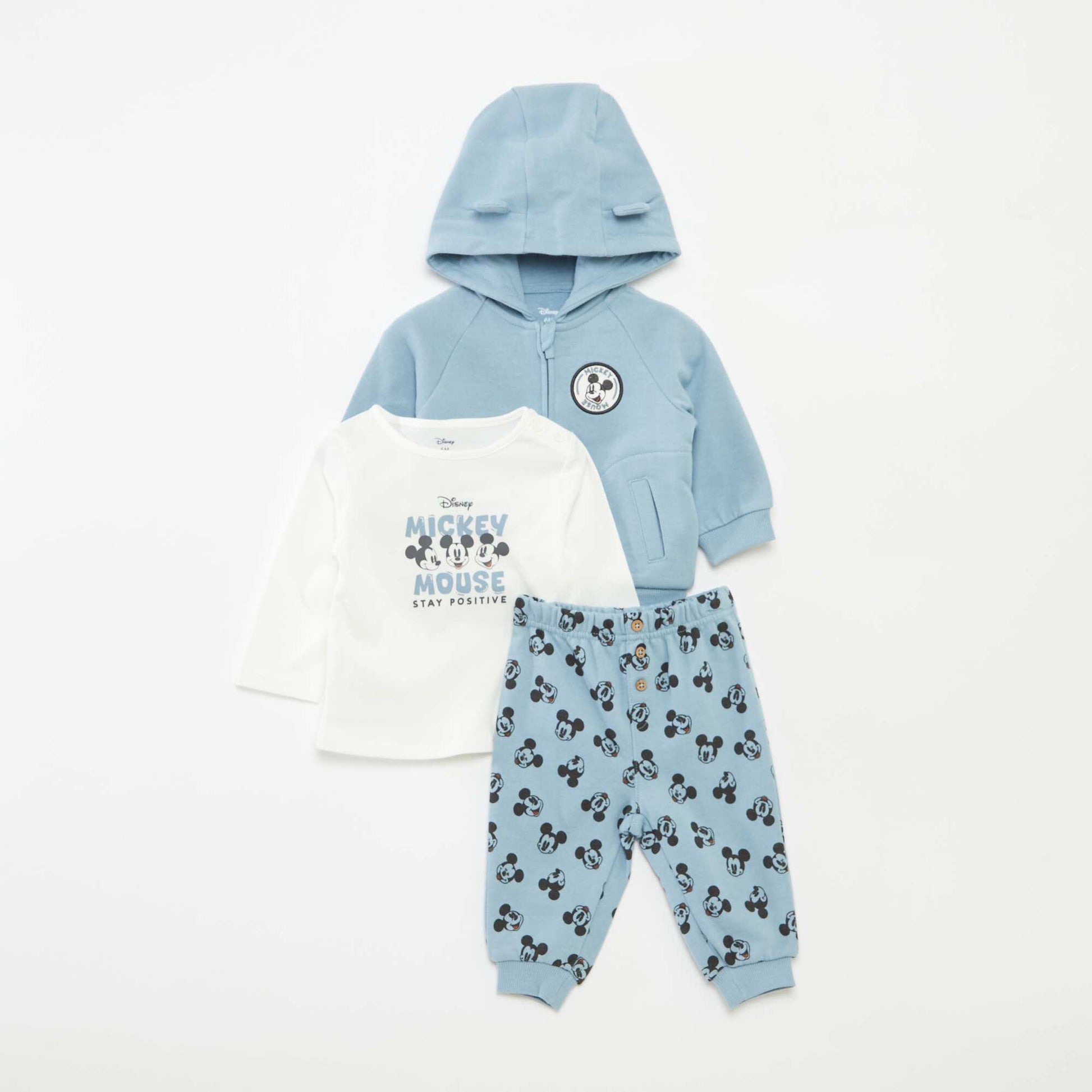 Ensemble pantalon + t-shirt + sweat à capuche 'Mickey' - 3 pièces BLEU