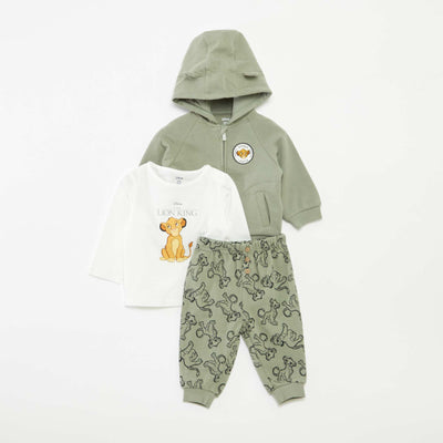 Ensemble pantalon + t-shirt + sweat à capuche 'Simba' - 3 pièces VERT