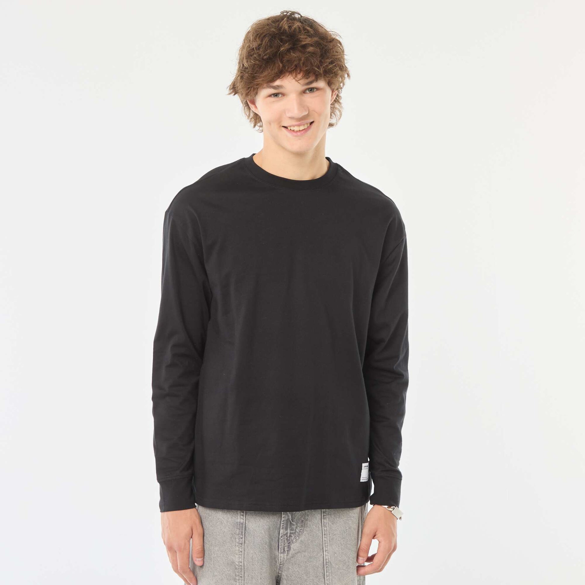 T-shirt en jersey à manches longues NOIR