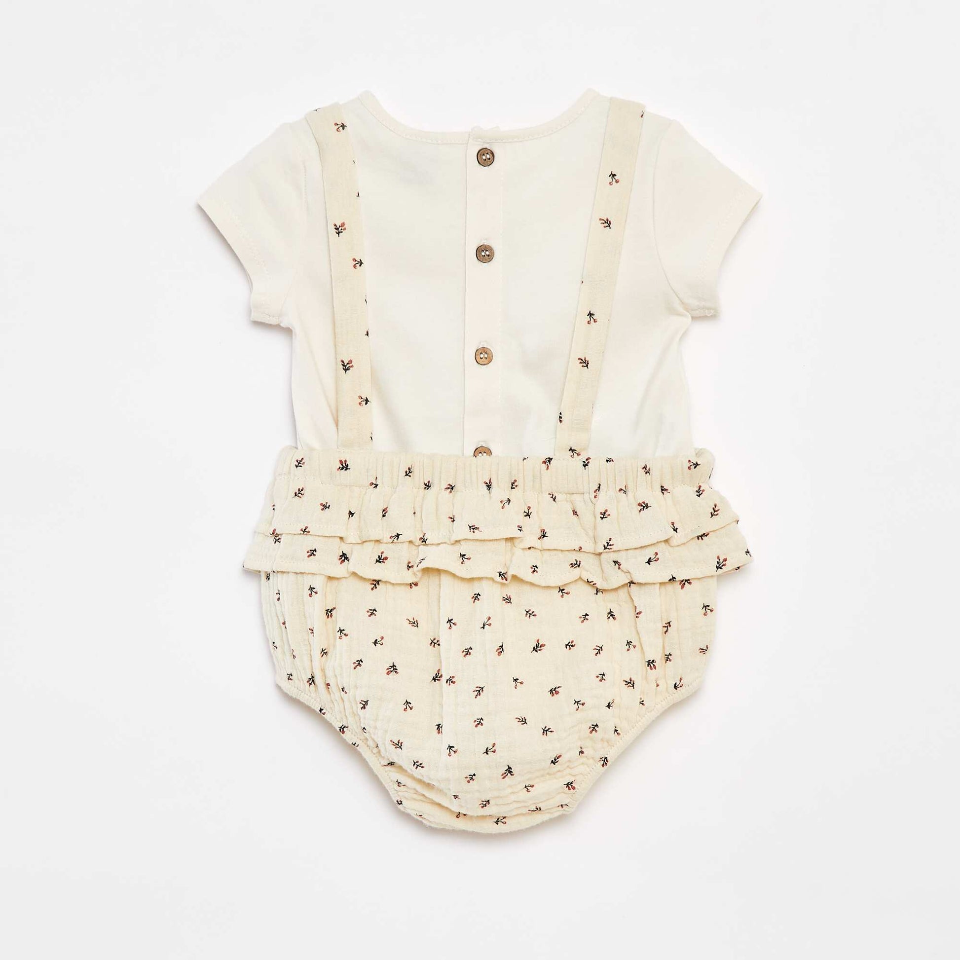 Ensemble barboteuse avec salopette + tee-shirt CRèME