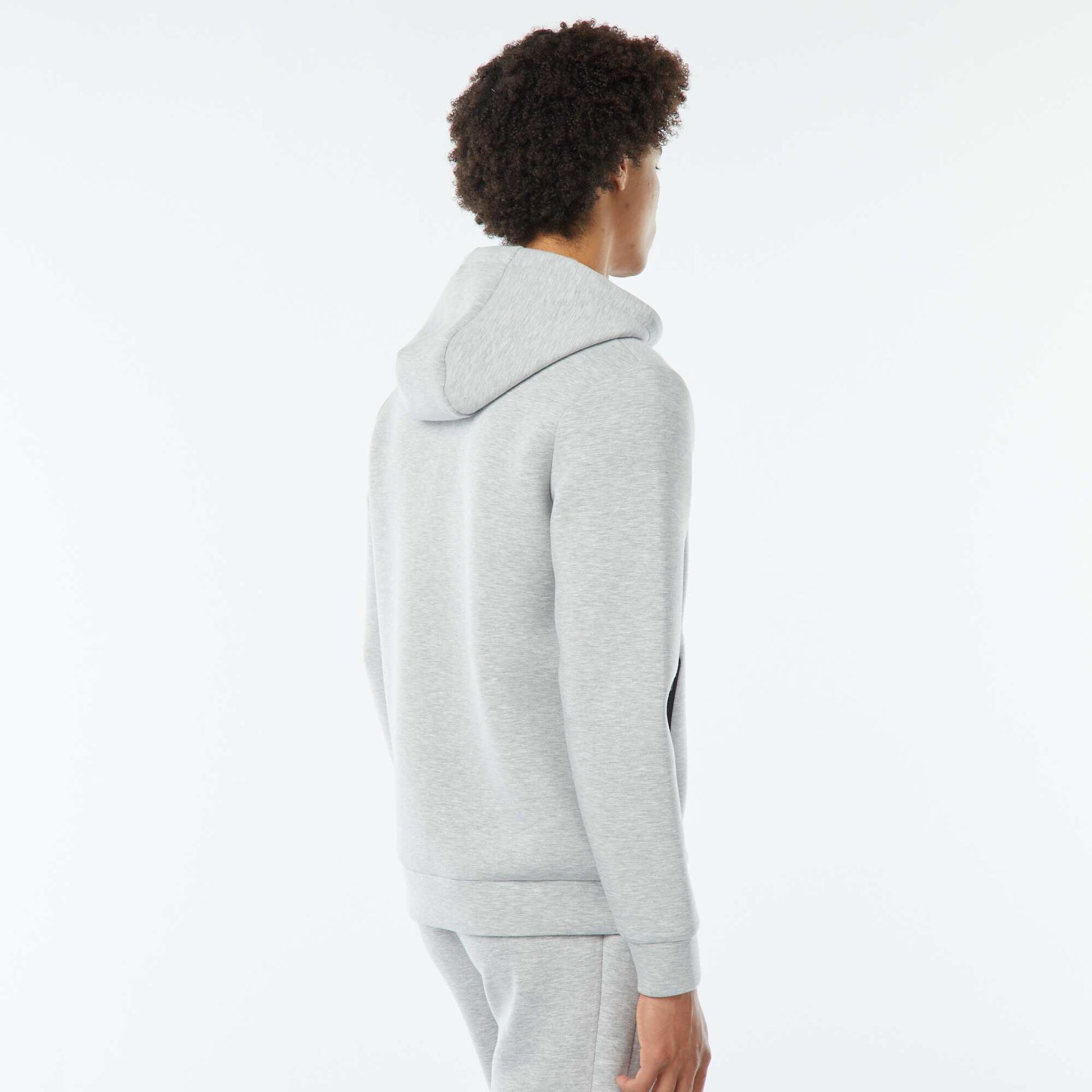 Sweat uni à capuche en matière type néoprène GRIS CLAIR