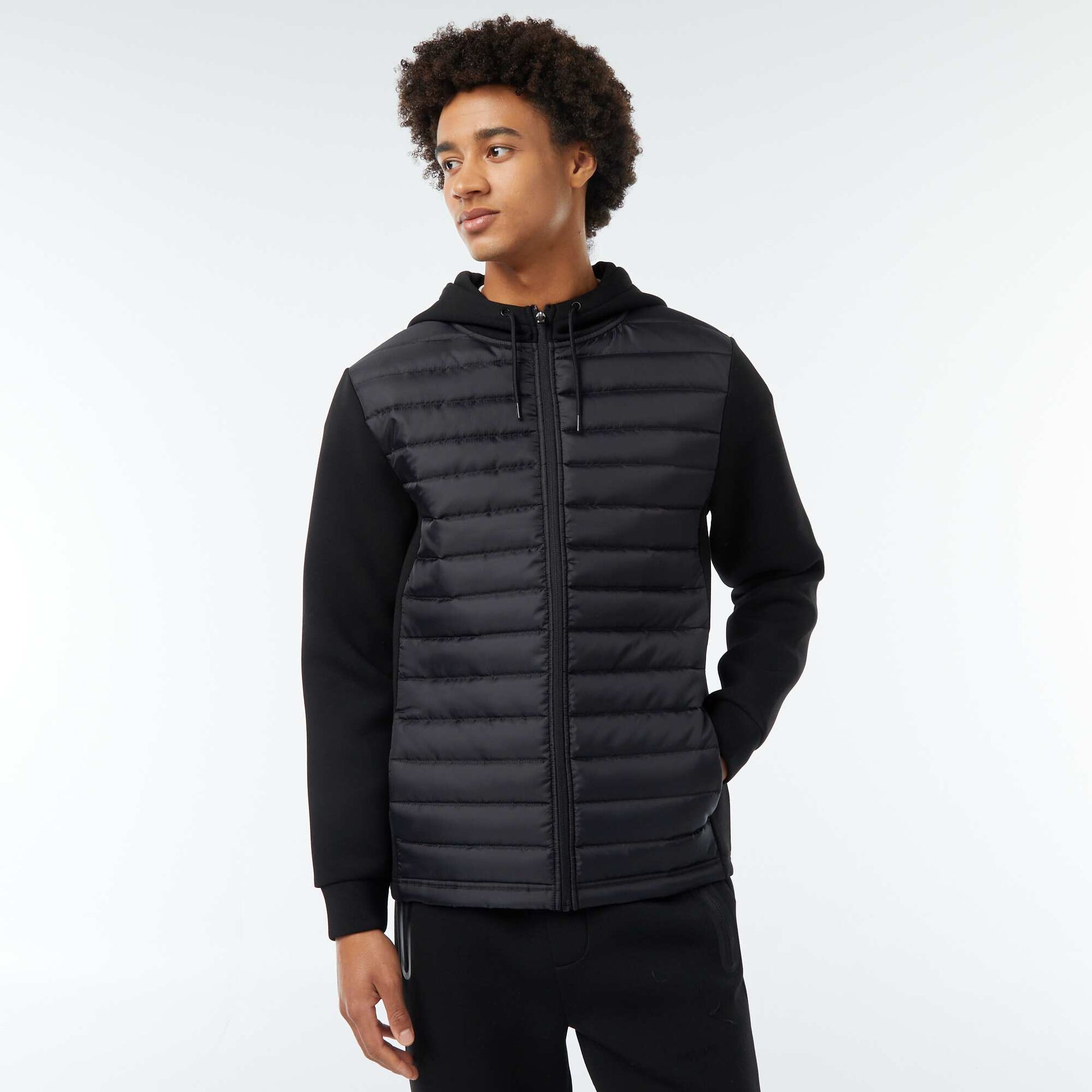 Sweat à capuche esprit doudoune NOIR