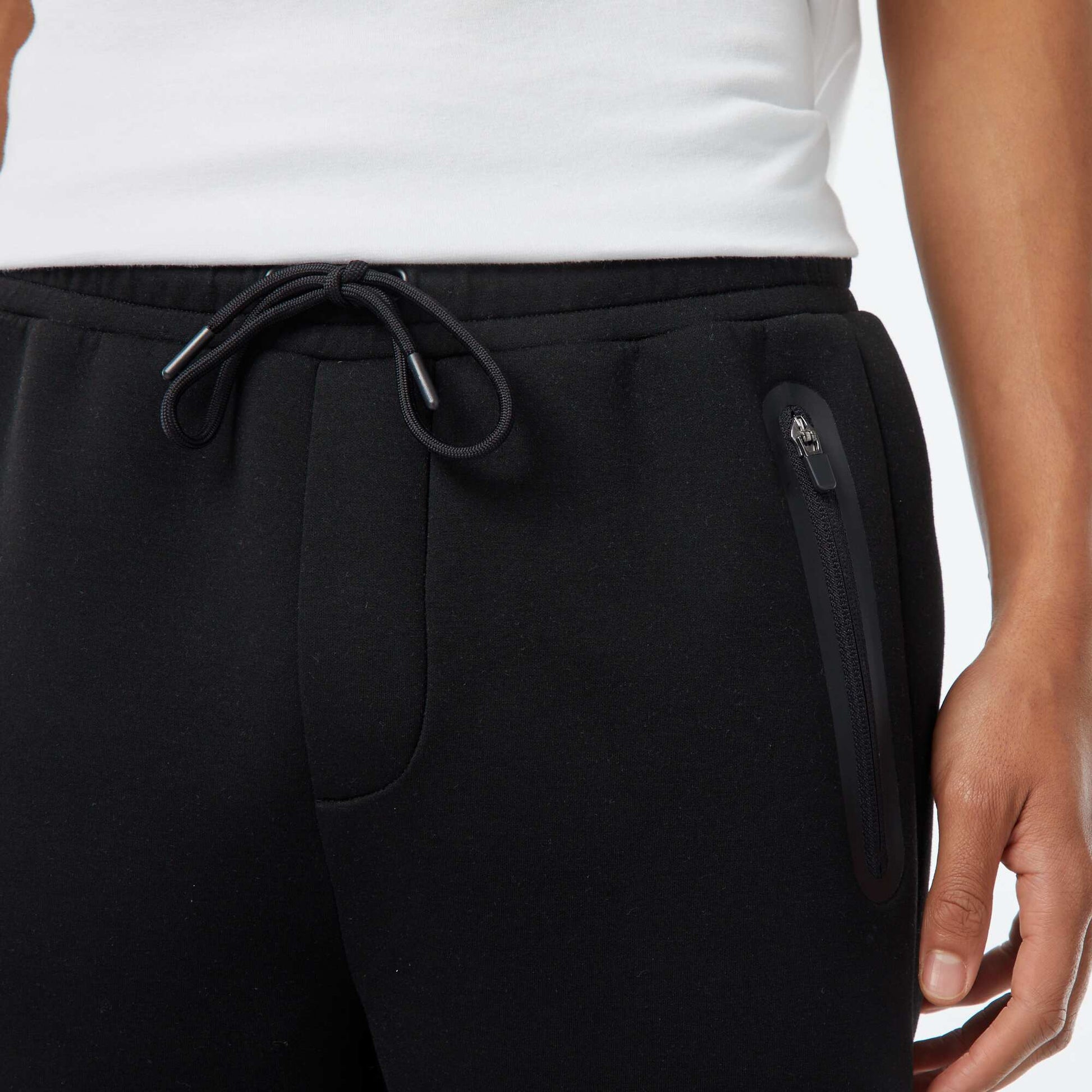 Jogging en molleton type néoprène avec poches zippées NOIR